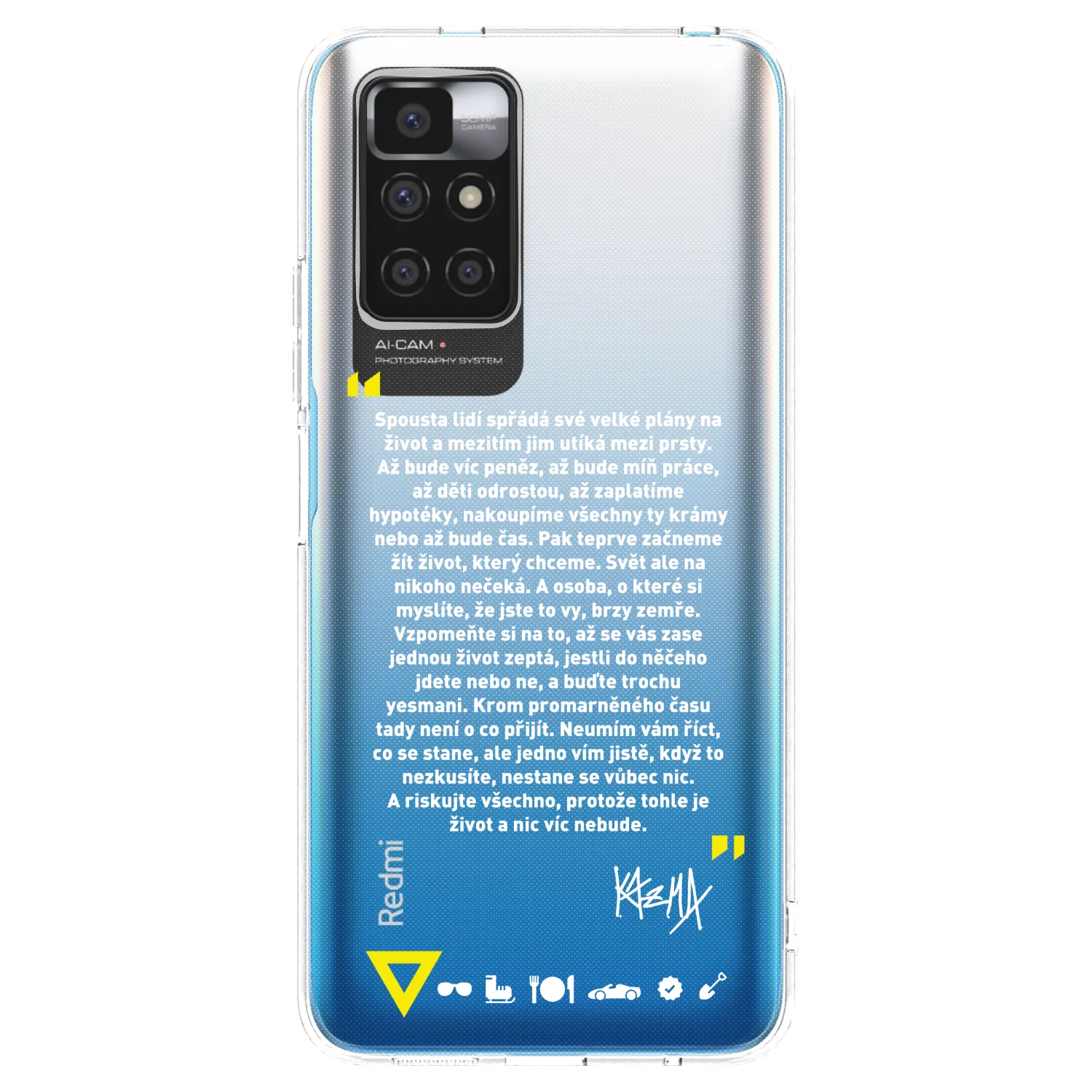 Picasee silikonový průhledný obal pro Xiaomi Redmi 10 - Kazma - BUĎTE TROCHU YESMANI