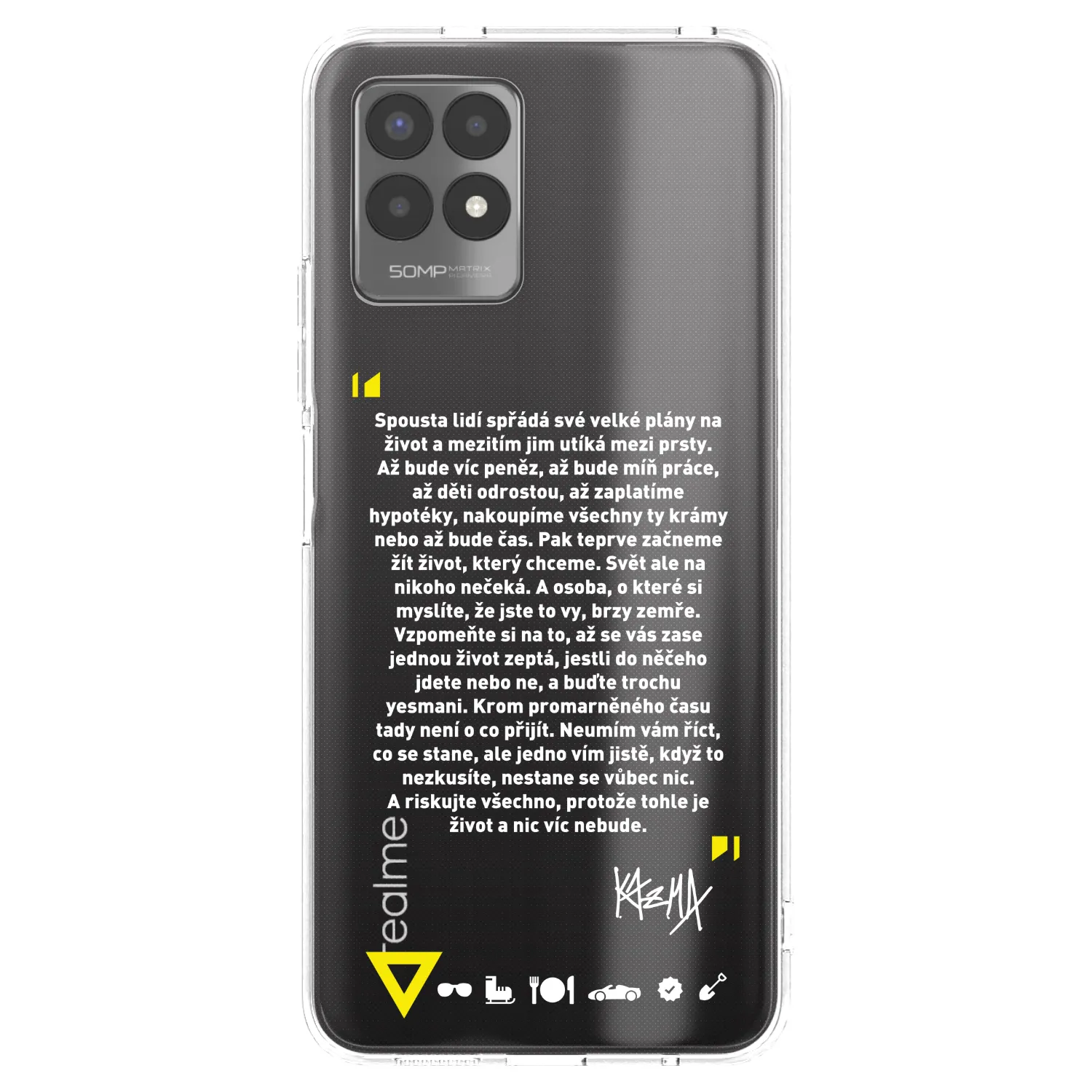 Picasee silikonový průhledný obal pro Realme 8i - Kazma - BUĎTE TROCHU YESMANI