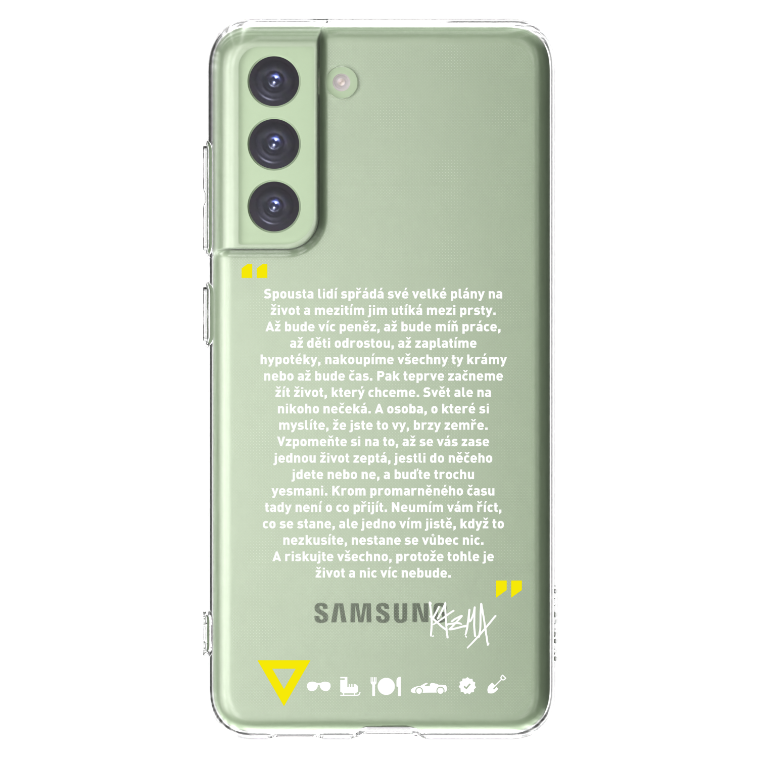 Picasee silikonový průhledný obal pro Samsung Galaxy S21 FE 5G - Kazma - BUĎTE TROCHU YESMANI