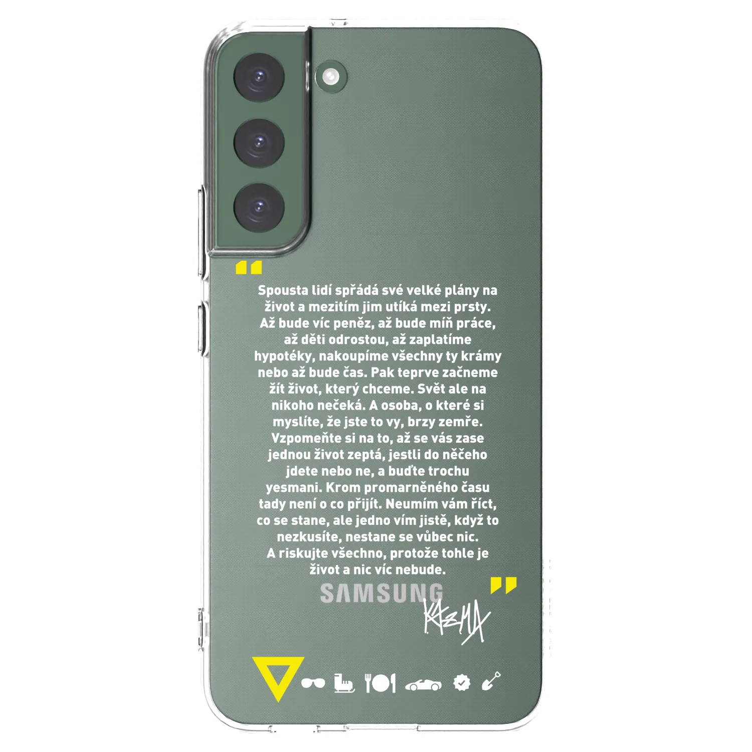 Picasee silikonový průhledný obal pro Samsung Galaxy S22+ 5G - Kazma - BUĎTE TROCHU YESMANI