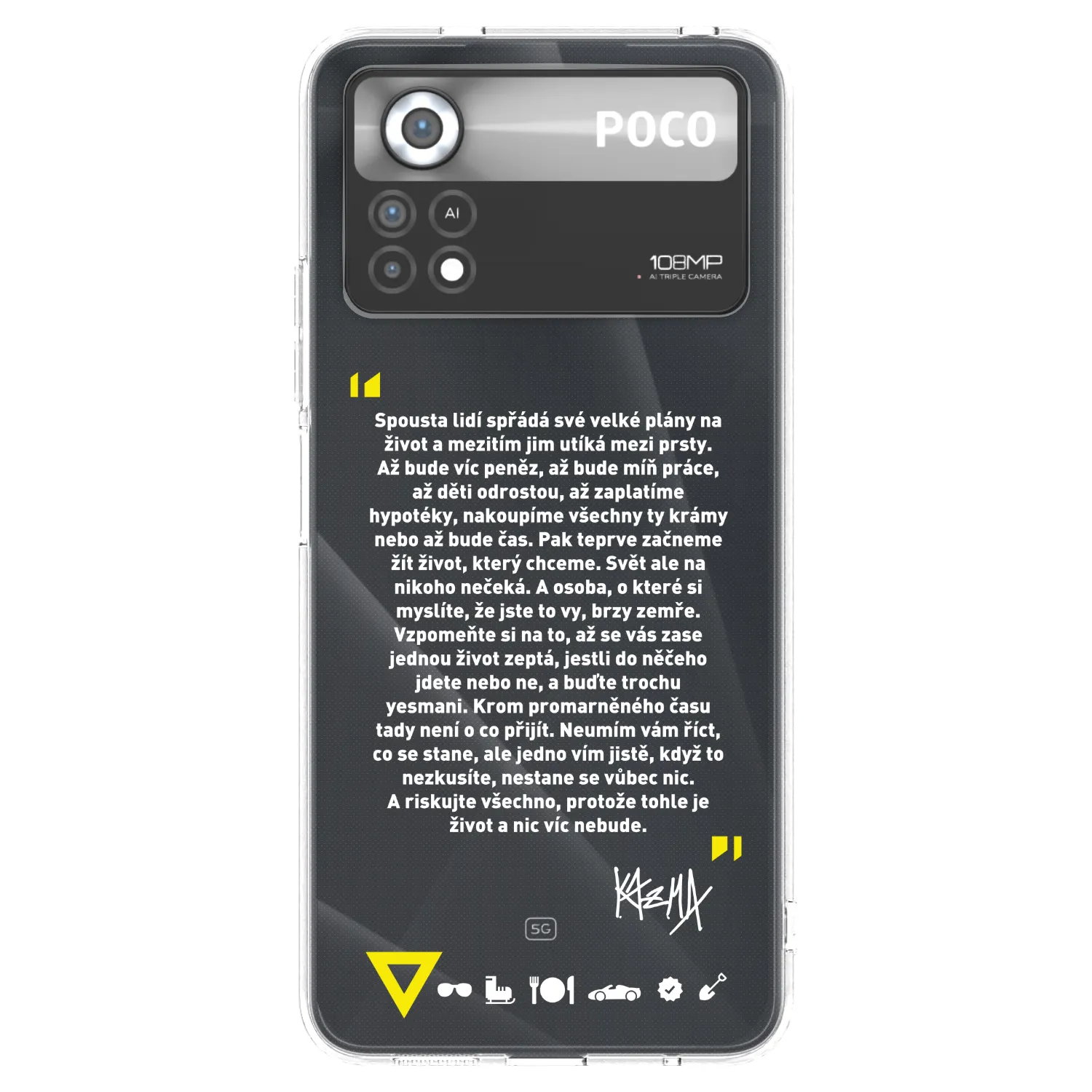 Picasee silikonový průhledný obal pro Xiaomi Poco X4 Pro 5G - Kazma - BUĎTE TROCHU YESMANI