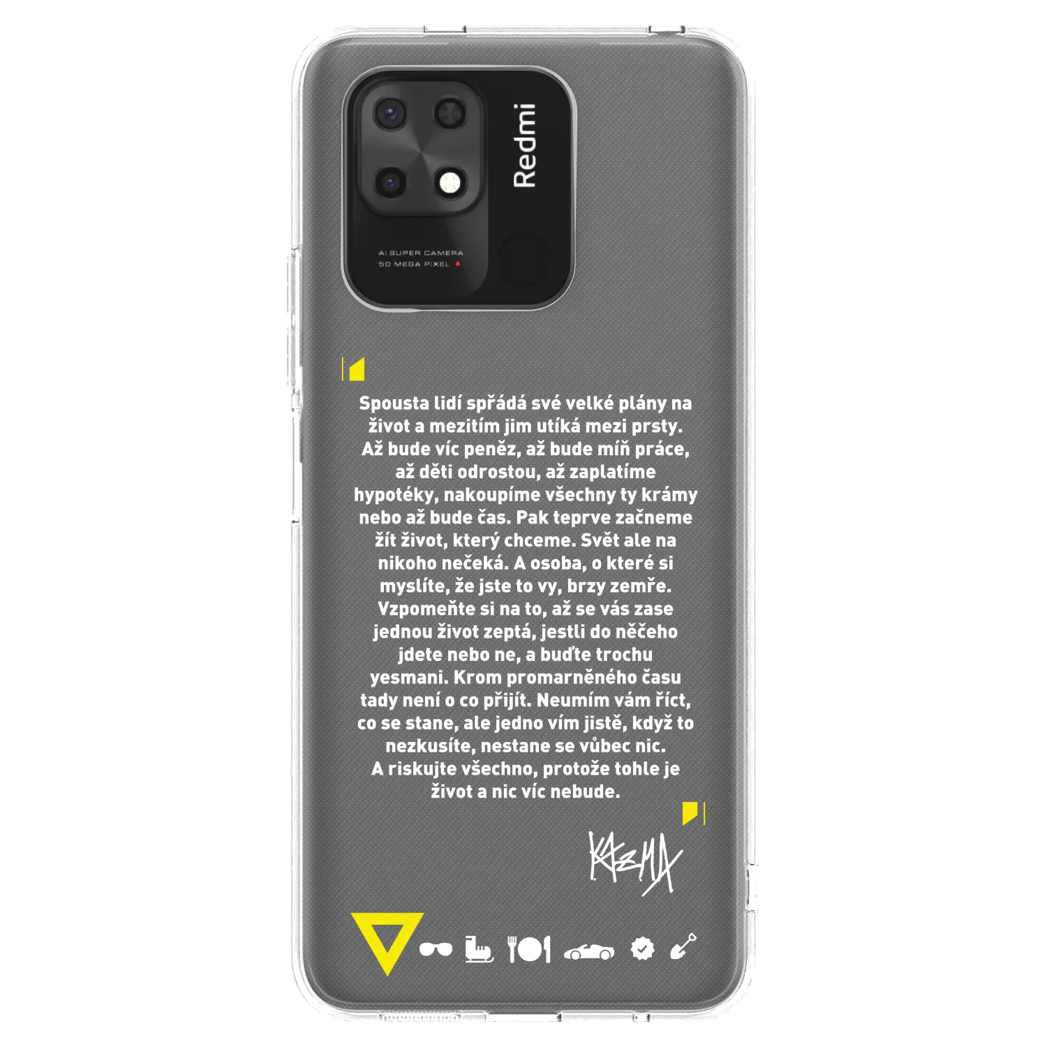 Picasee silikonový průhledný obal pro Xiaomi Redmi 10C - Kazma - BUĎTE TROCHU YESMANI