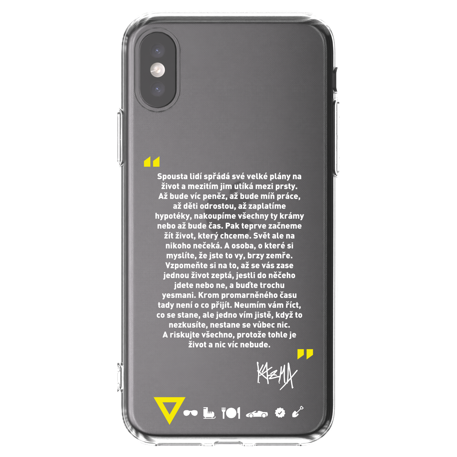 Picasee silikonový průhledný obal pro Apple iPhone X/XS - Kazma - BUĎTE TROCHU YESMANI