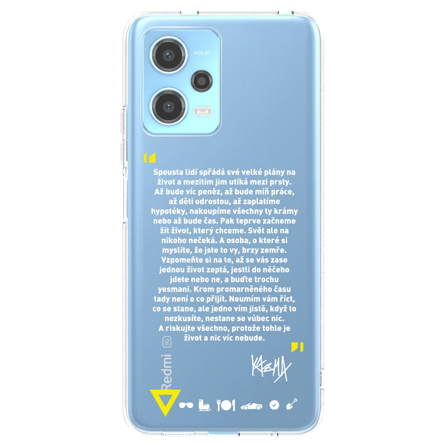 Picasee silikonový průhledný obal pro Xiaomi Redmi Note 12 5G - Kazma - BUĎTE TROCHU YESMANI