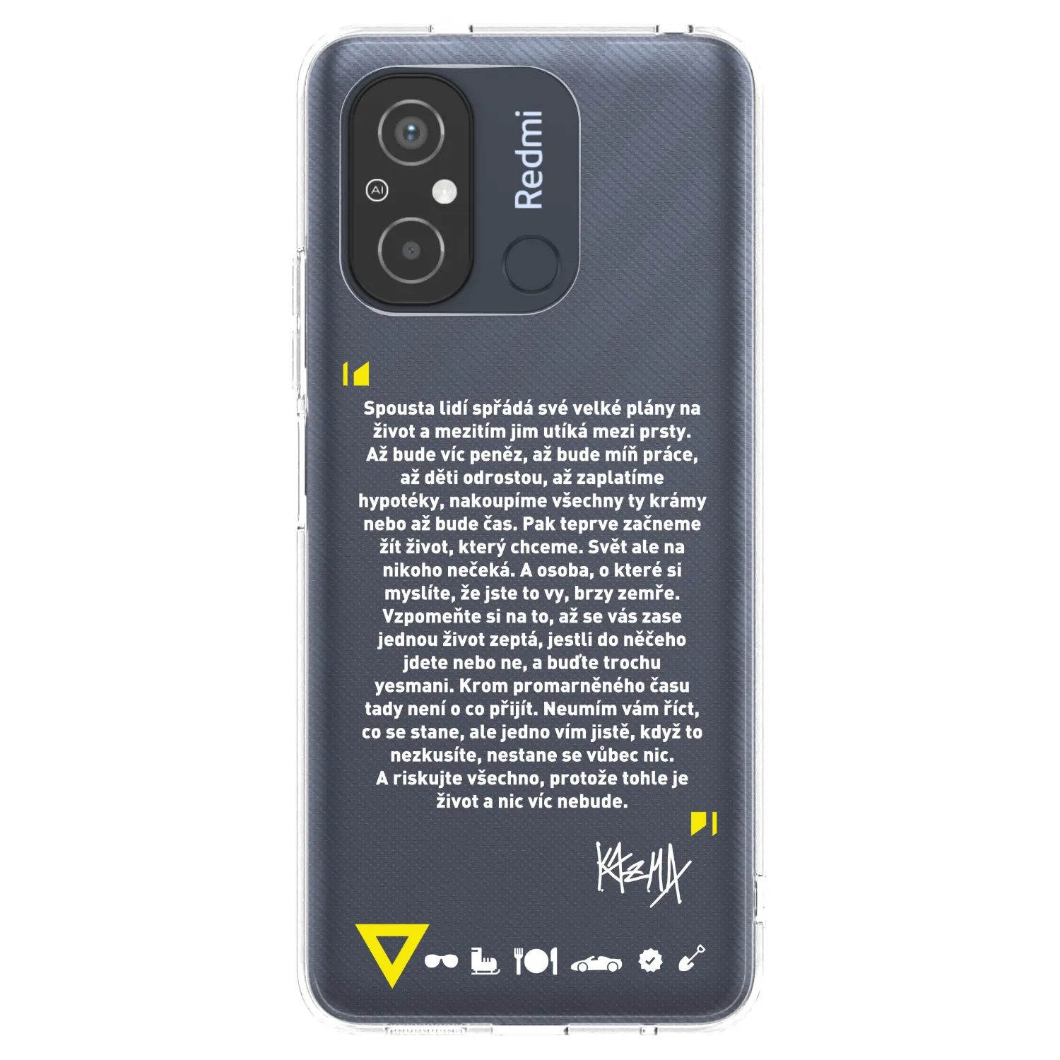 Picasee silikonový průhledný obal pro Xiaomi Redmi 12C - Kazma - BUĎTE TROCHU YESMANI