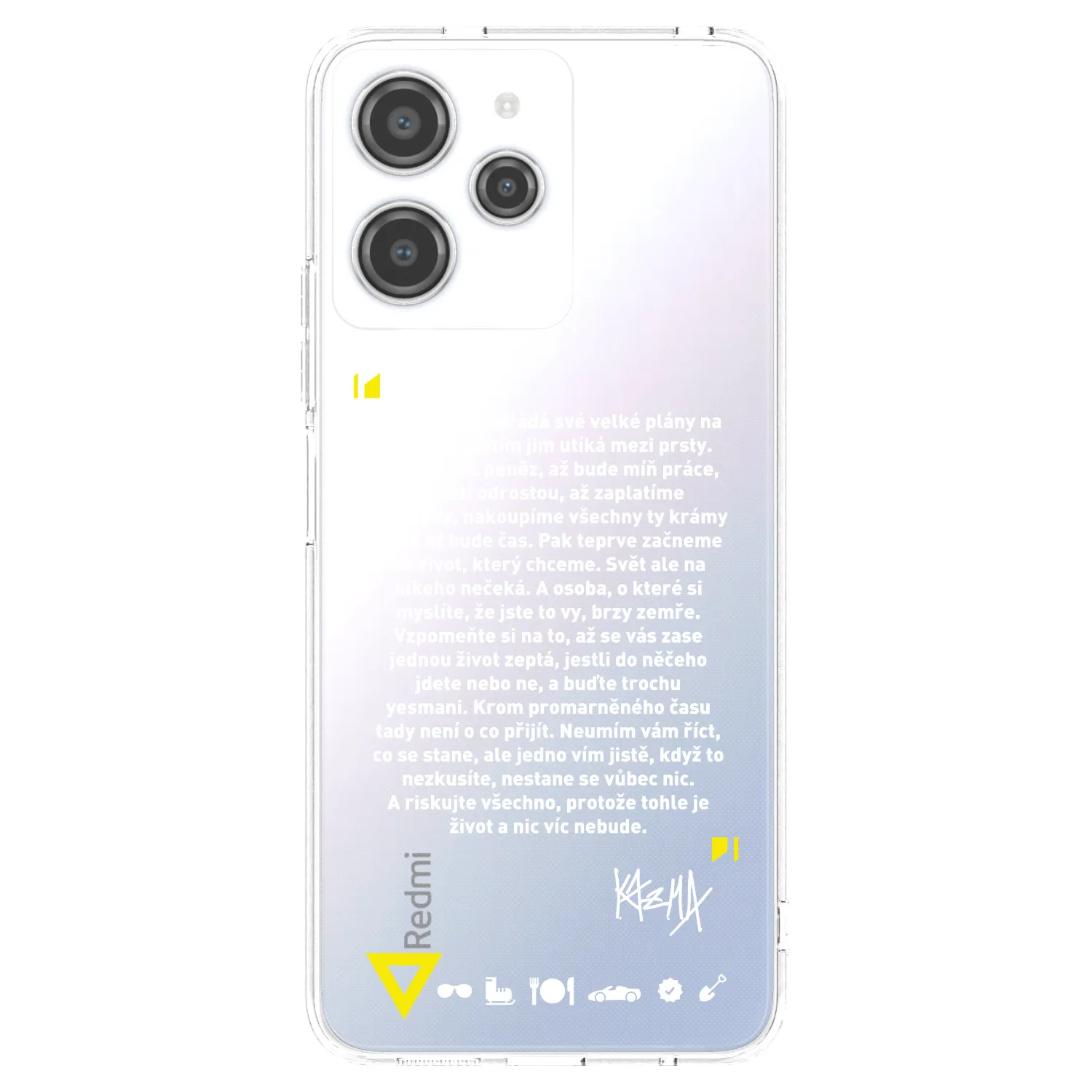 Picasee silikonový průhledný obal pro Xiaomi Redmi 12 4G - Kazma - BUĎTE TROCHU YESMANI