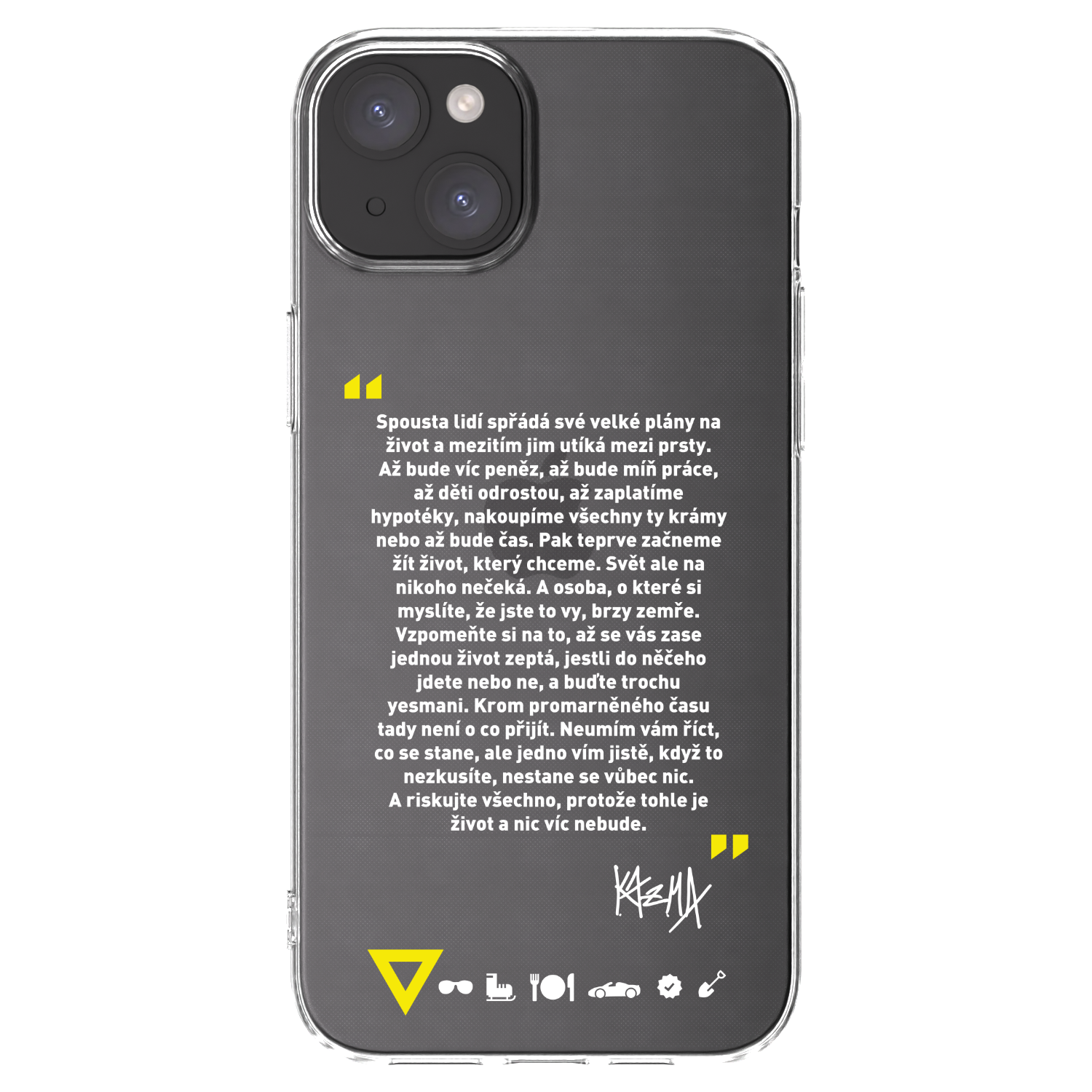 Picasee silikonový průhledný obal pro Apple iPhone 15 Plus - Kazma - BUĎTE TROCHU YESMANI
