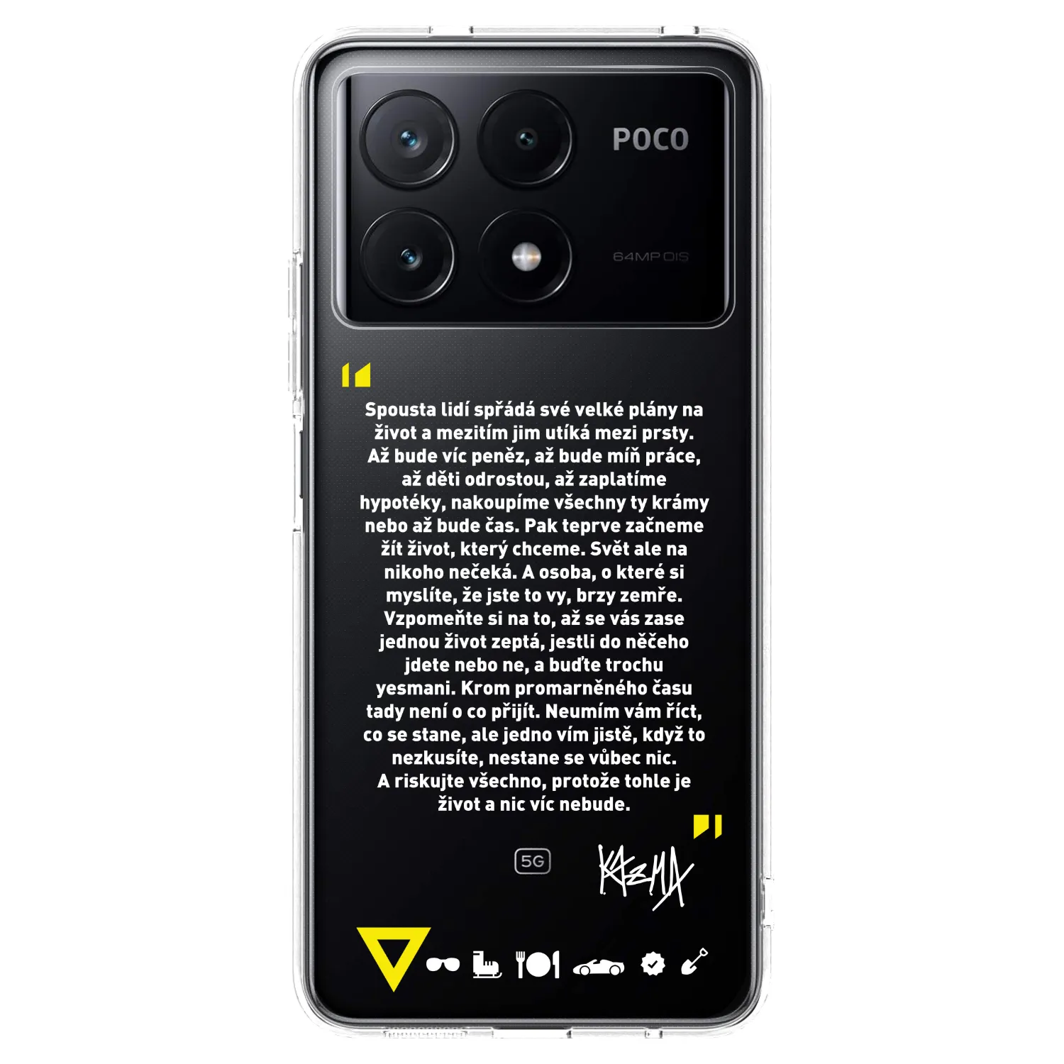 Picasee silikonový průhledný obal pro Xiaomi Poco X6 Pro - Kazma - BUĎTE TROCHU YESMANI