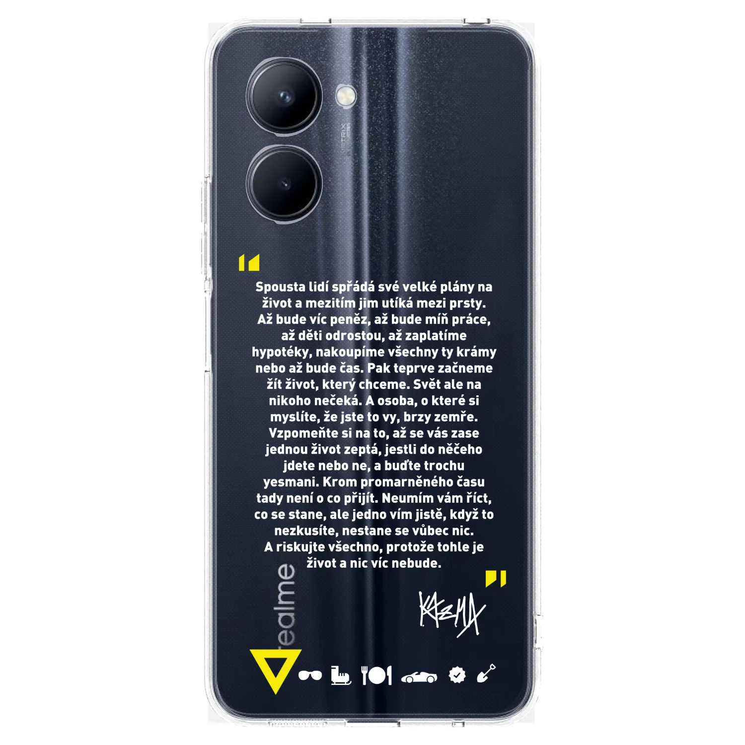 Picasee silikonový průhledný obal pro Realme C33 (2023) - Kazma - BUĎTE TROCHU YESMANI