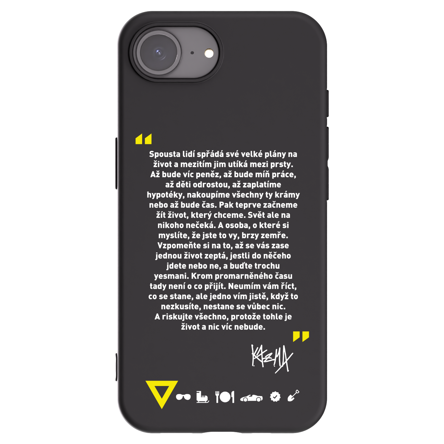 Picasee silikonový černý obal pro Apple iPhone 16e - Kazma - BUĎTE TROCHU YESMANI