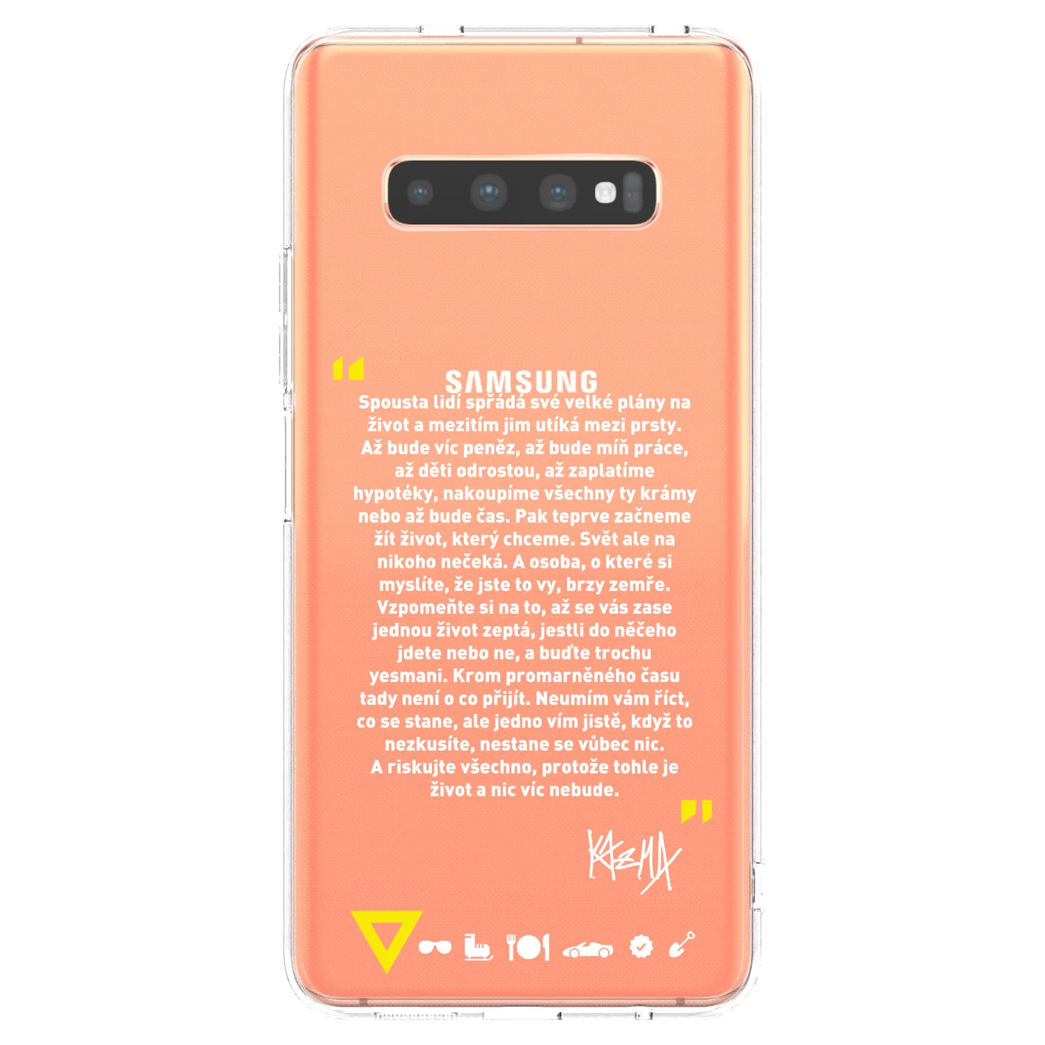 Picasee silikonový průhledný obal pro Samsung Galaxy S10 Plus G975 - Kazma - BUĎTE TROCHU YESMANI