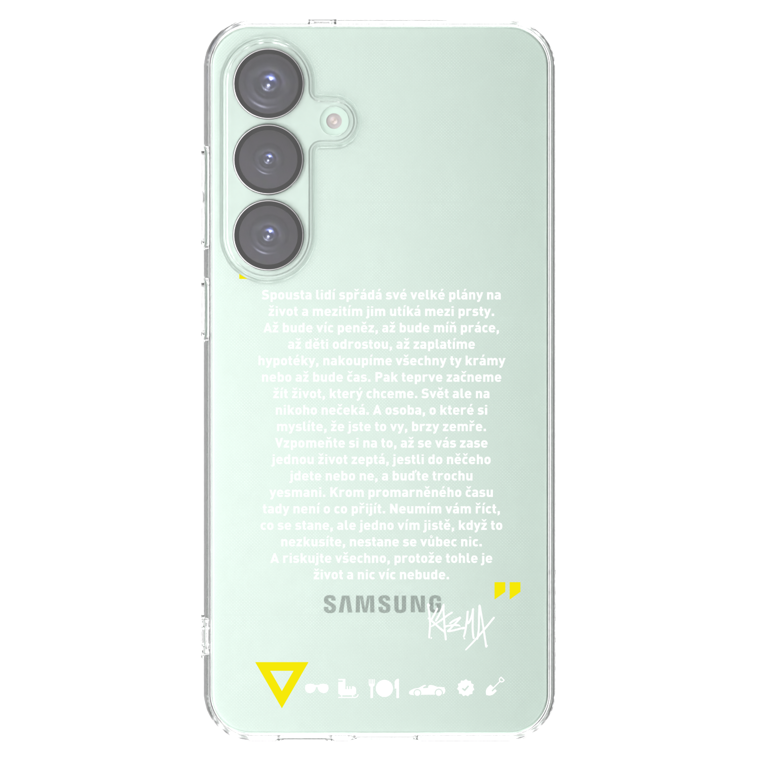 Picasee silikonový průhledný obal pro Samsung Galaxy S25+ 5G - Kazma - BUĎTE TROCHU YESMANI