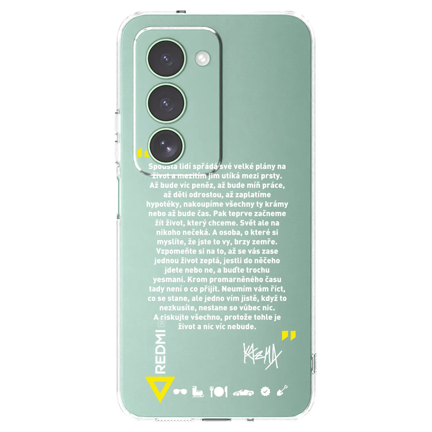 Picasee silikonový průhledný obal pro Xiaomi Redmi 15 5G - Kazma - BUĎTE TROCHU YESMANI