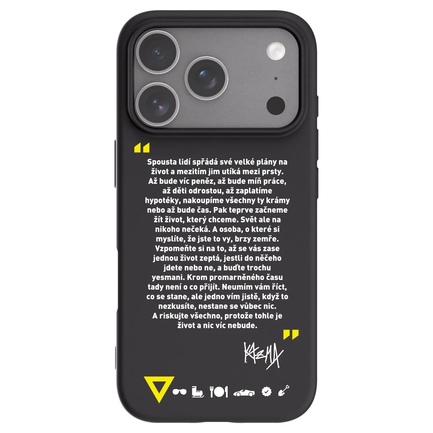 Picasee silikonový černý obal pro Apple iPhone 18 Pro - Kazma - BUĎTE TROCHU YESMANI