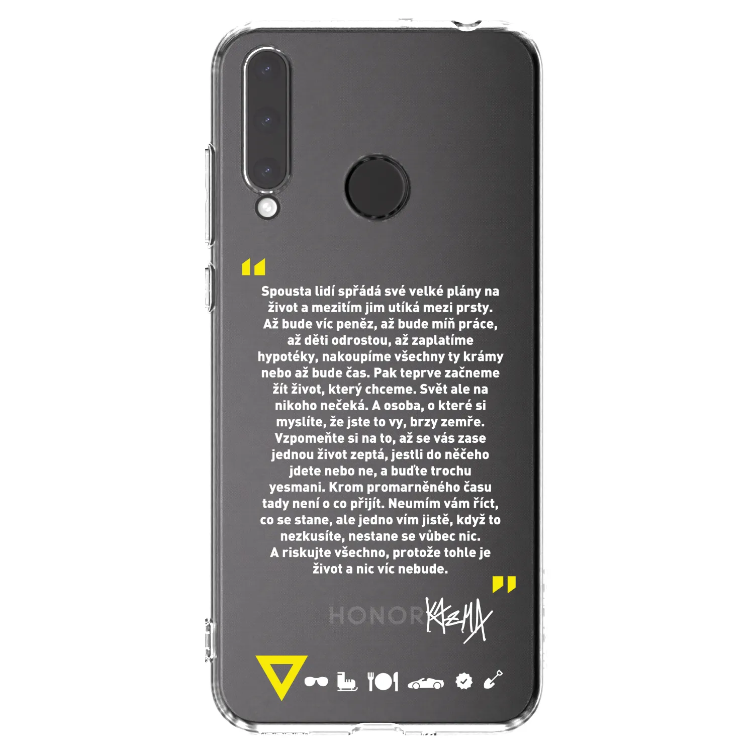 Picasee silikonový průhledný obal pro Honor 20 Lite - Kazma - BUĎTE TROCHU YESMANI