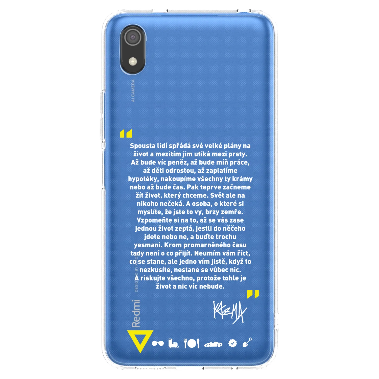 Picasee silikonový průhledný obal pro Xiaomi Redmi 7A - Kazma - BUĎTE TROCHU YESMANI