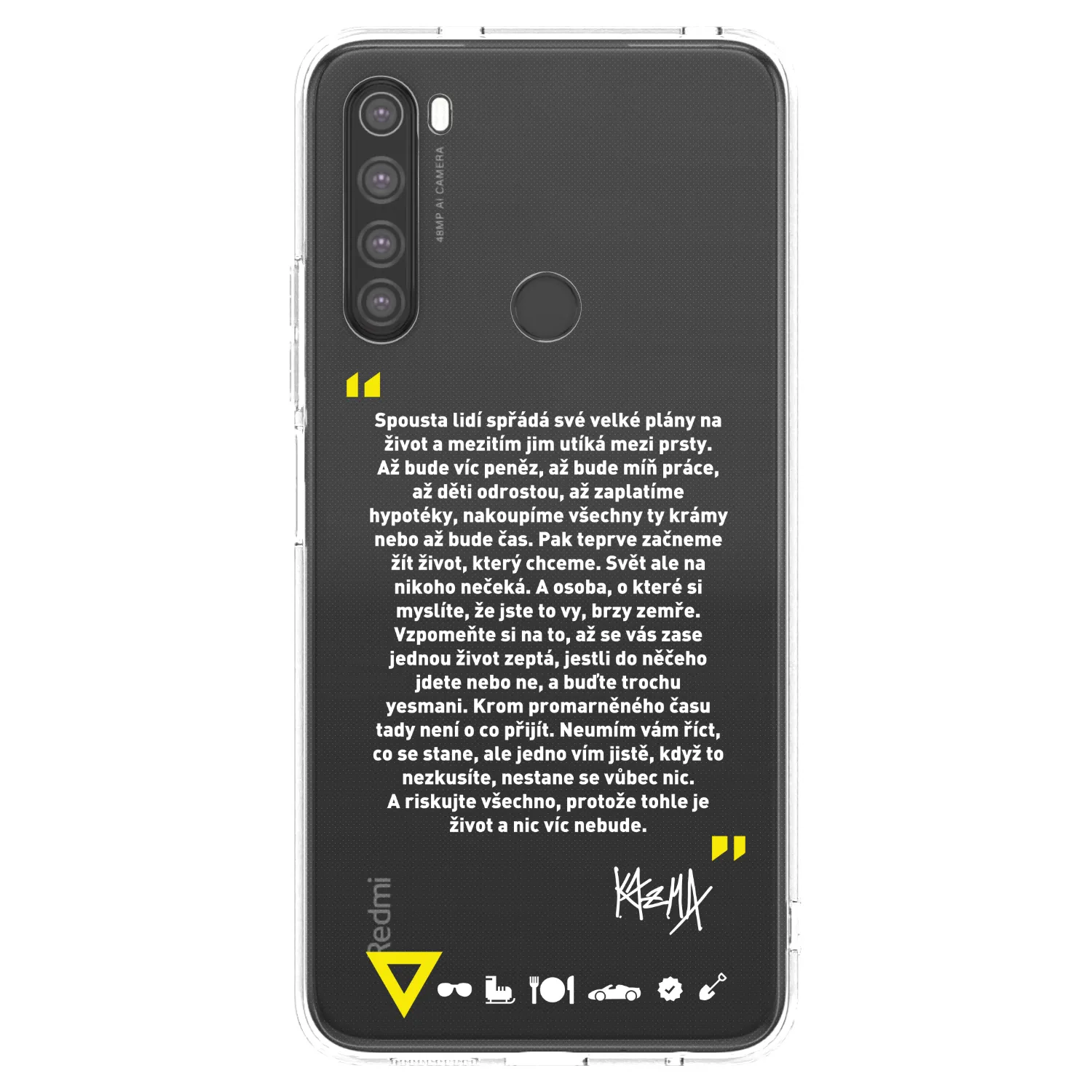 Picasee silikonový průhledný obal pro Xiaomi Redmi Note 8 - Kazma - BUĎTE TROCHU YESMANI