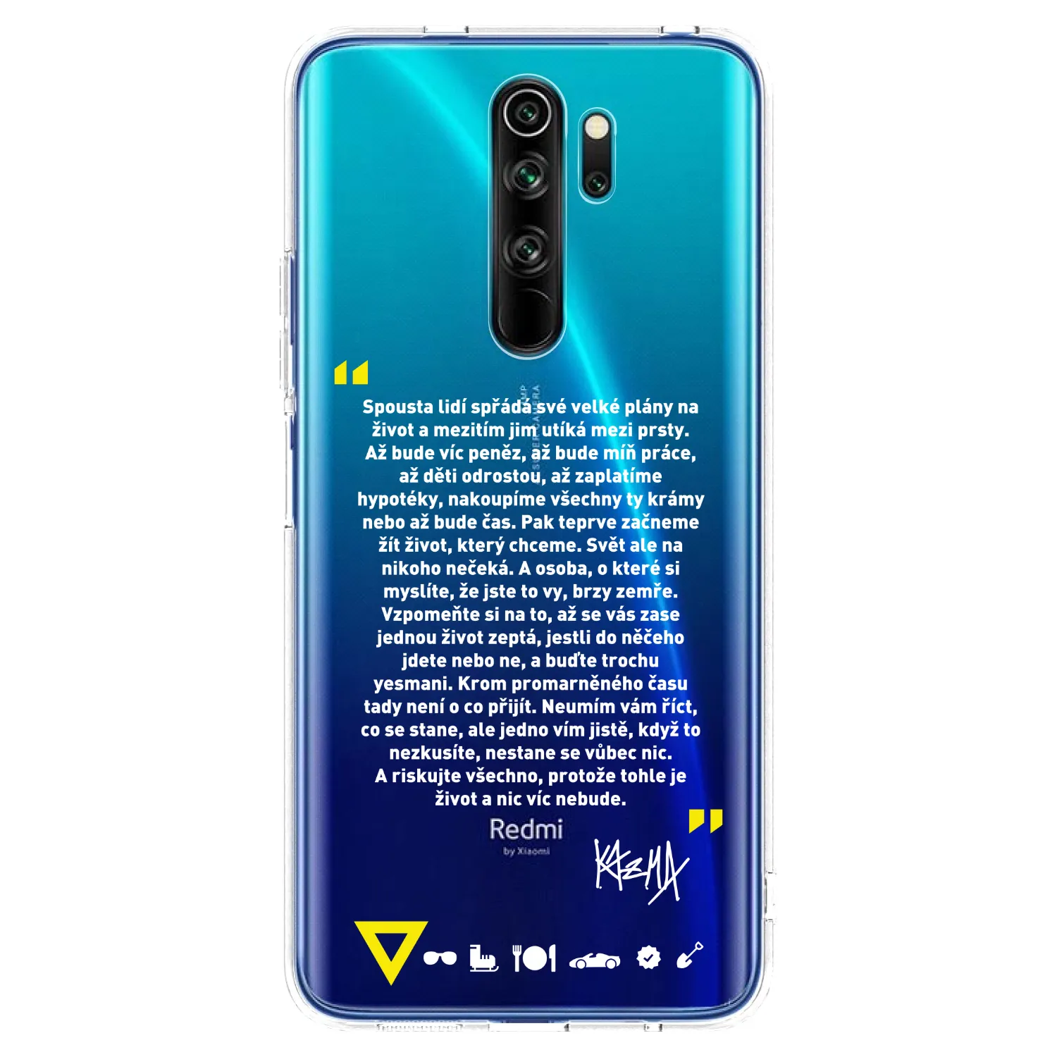 Picasee silikonový průhledný obal pro Xiaomi Redmi Note 8 Pro - Kazma - BUĎTE TROCHU YESMANI