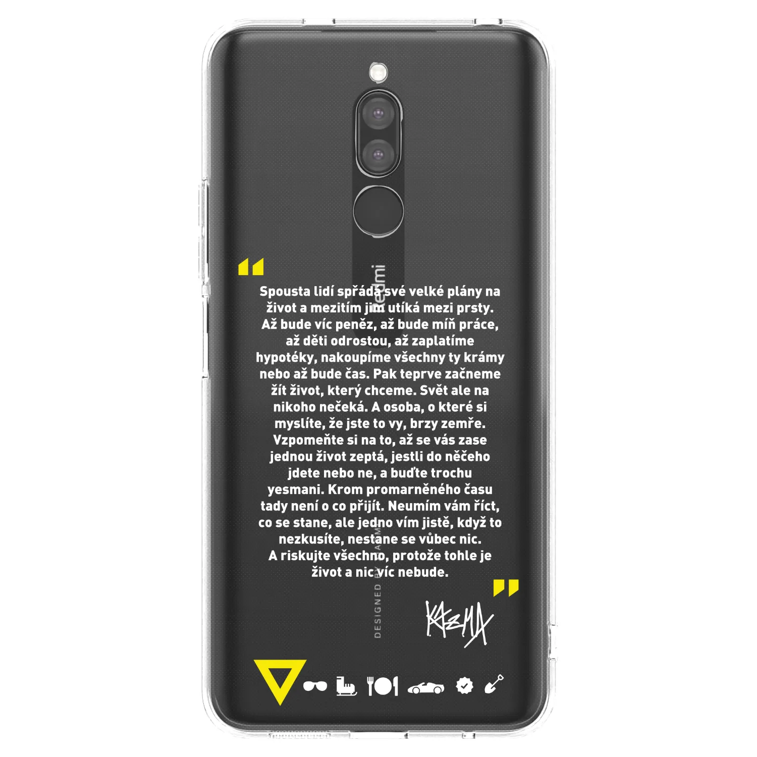 Picasee silikonový průhledný obal pro Xiaomi Redmi 8 - Kazma - BUĎTE TROCHU YESMANI