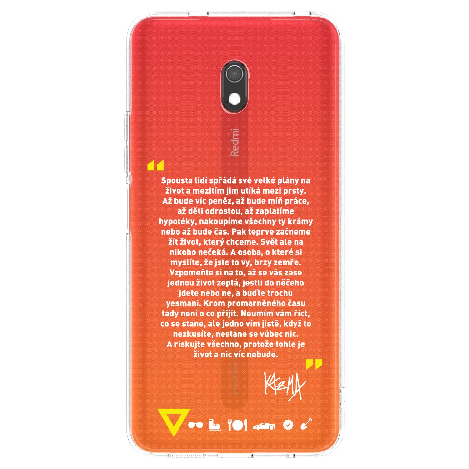 Picasee silikonový průhledný obal pro Xiaomi Redmi 8A - Kazma - BUĎTE TROCHU YESMANI