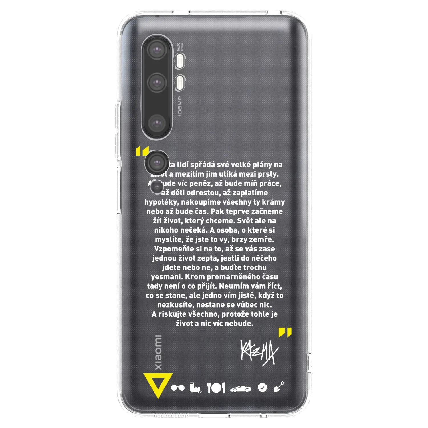 Picasee silikonový průhledný obal pro Xiaomi Mi Note 10 (Pro) - Kazma - BUĎTE TROCHU YESMANI