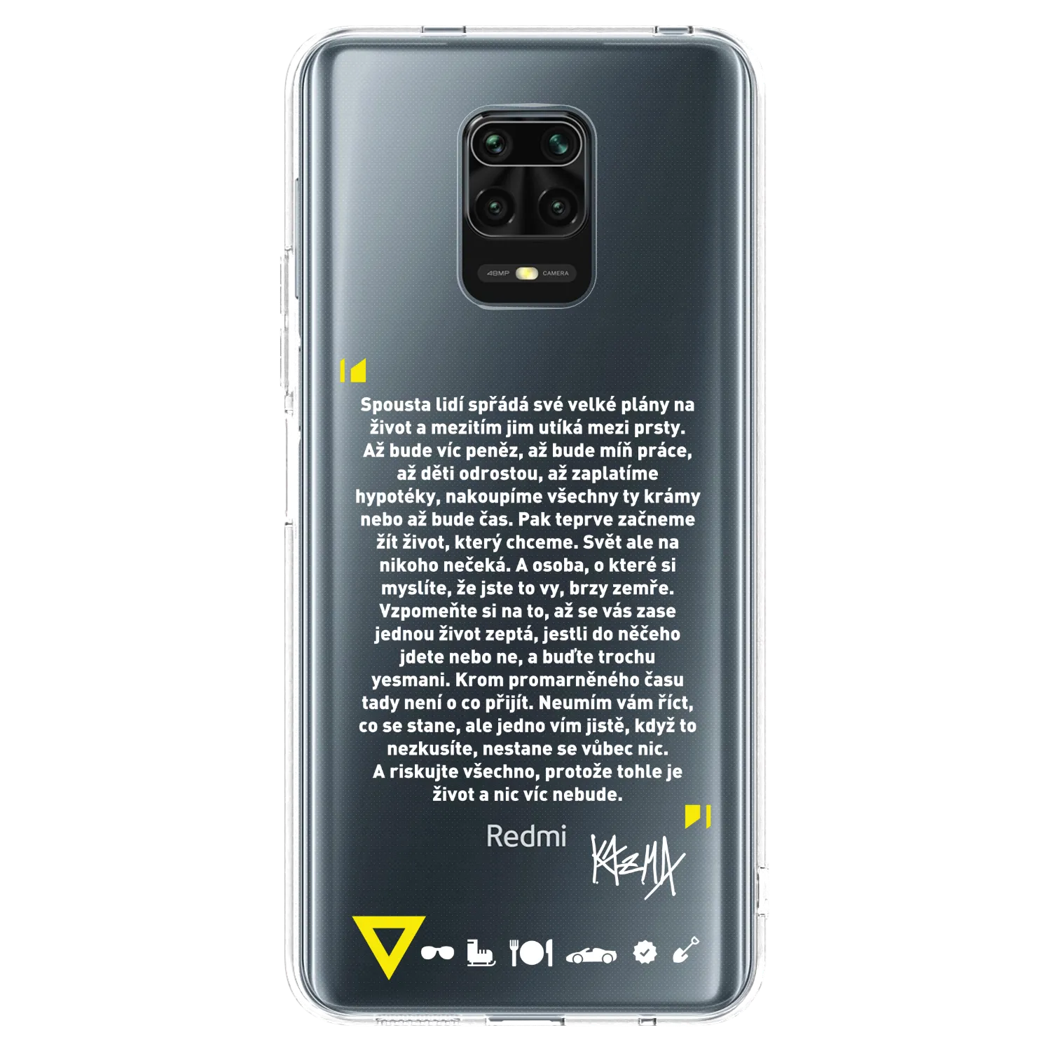 Picasee silikonový průhledný obal pro Xiaomi Redmi Note 9S - Kazma - BUĎTE TROCHU YESMANI