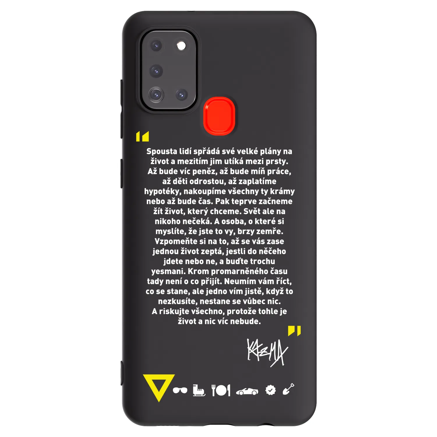 Picasee silikonový černý obal pro Samsung Galaxy A21s - Kazma - BUĎTE TROCHU YESMANI