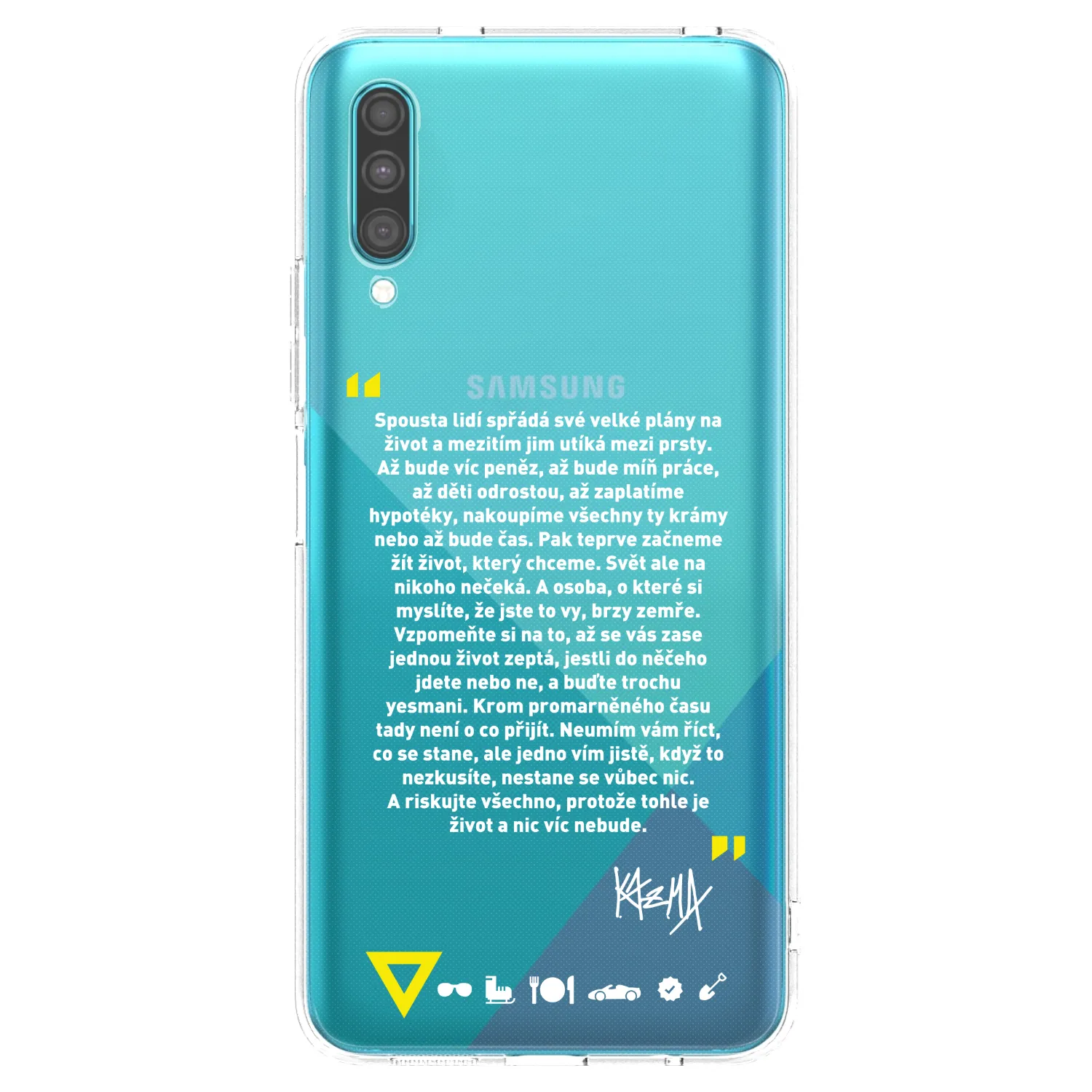 Picasee silikonový průhledný obal pro Samsung Galaxy A30s A307F - Kazma - BUĎTE TROCHU YESMANI