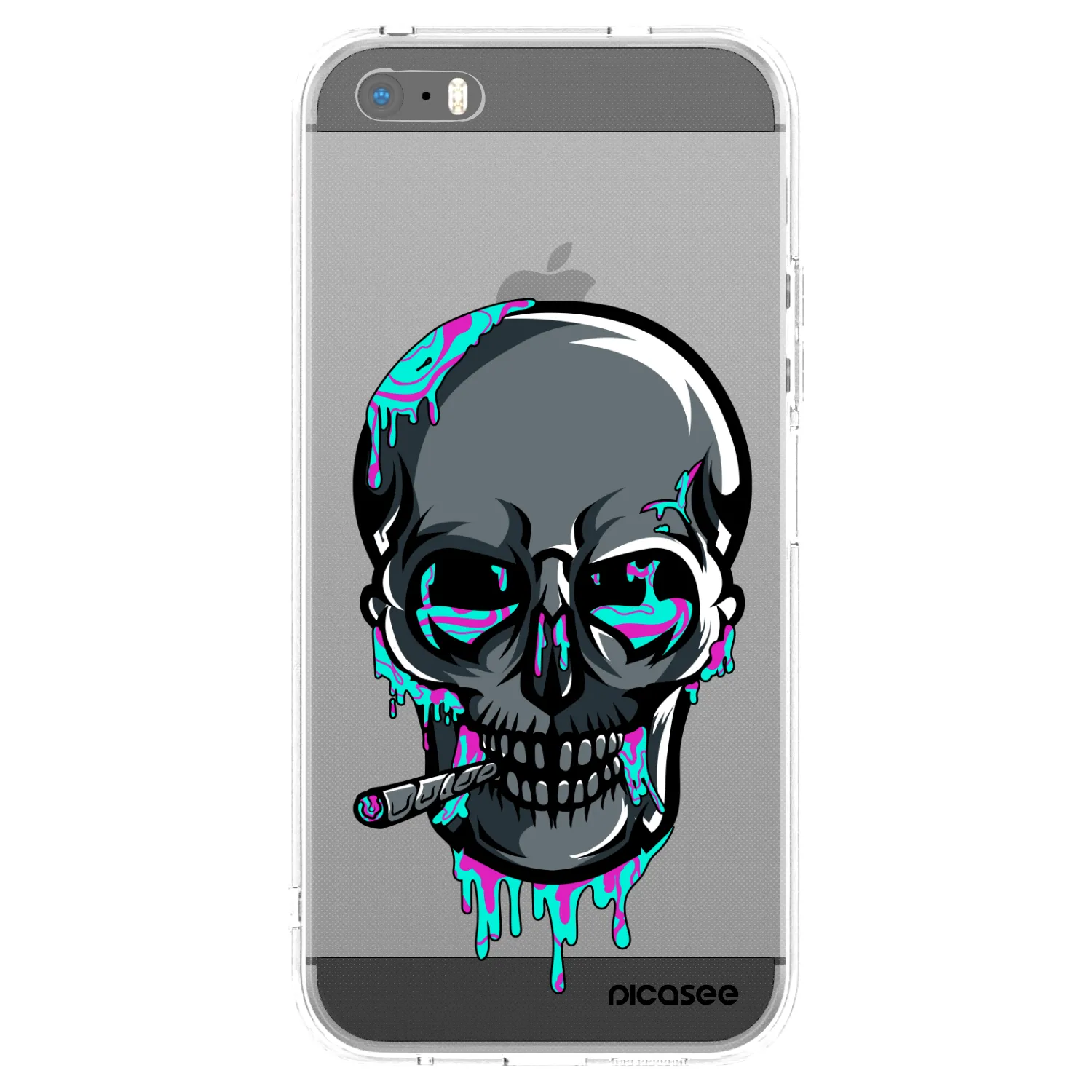 Picasee silikonový průhledný obal pro Apple iPhone 5/5S/SE - EARTH - Lebka 3.0