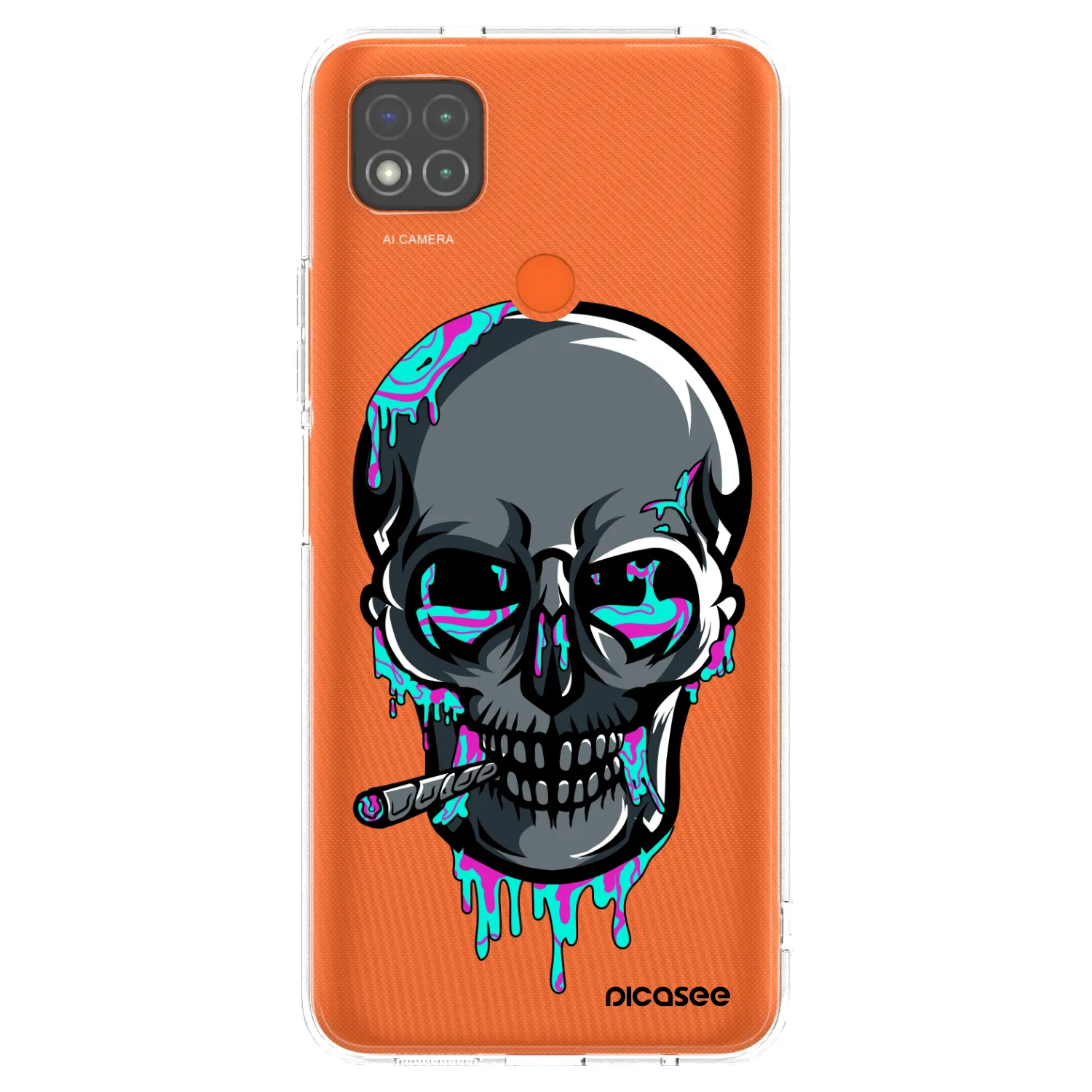 Picasee silikonový průhledný obal pro Xiaomi Redmi 9C - EARTH - Lebka 3.0