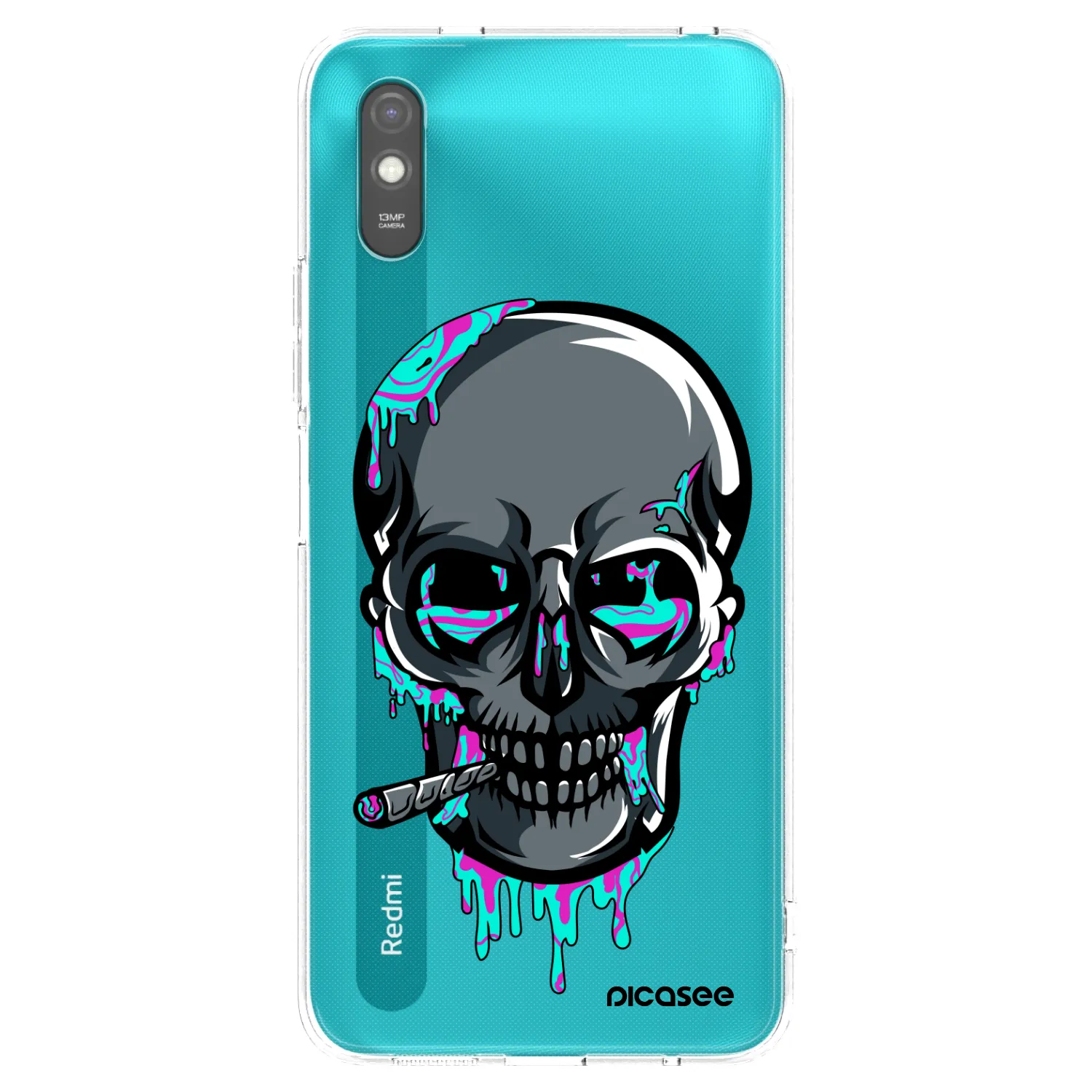 Picasee silikonový průhledný obal pro Xiaomi Redmi 9A - EARTH - Lebka 3.0