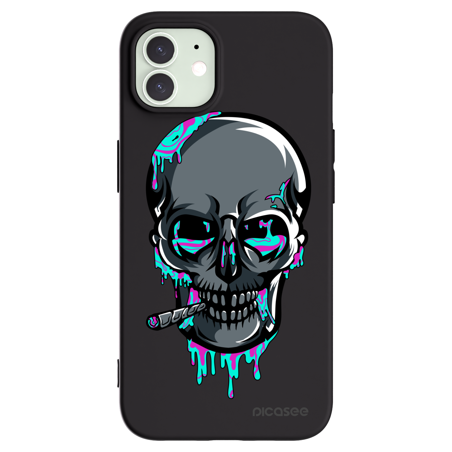 Picasee silikonový černý obal pro Apple iPhone 12 - EARTH - Lebka 3.0