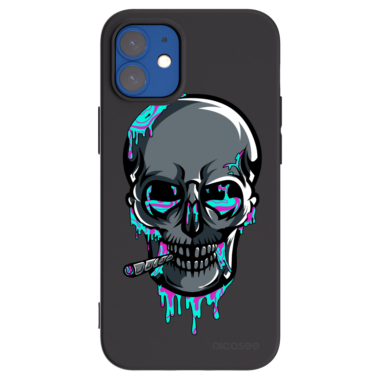 Picasee silikonový černý obal pro Apple iPhone 12 mini - EARTH - Lebka 3.0