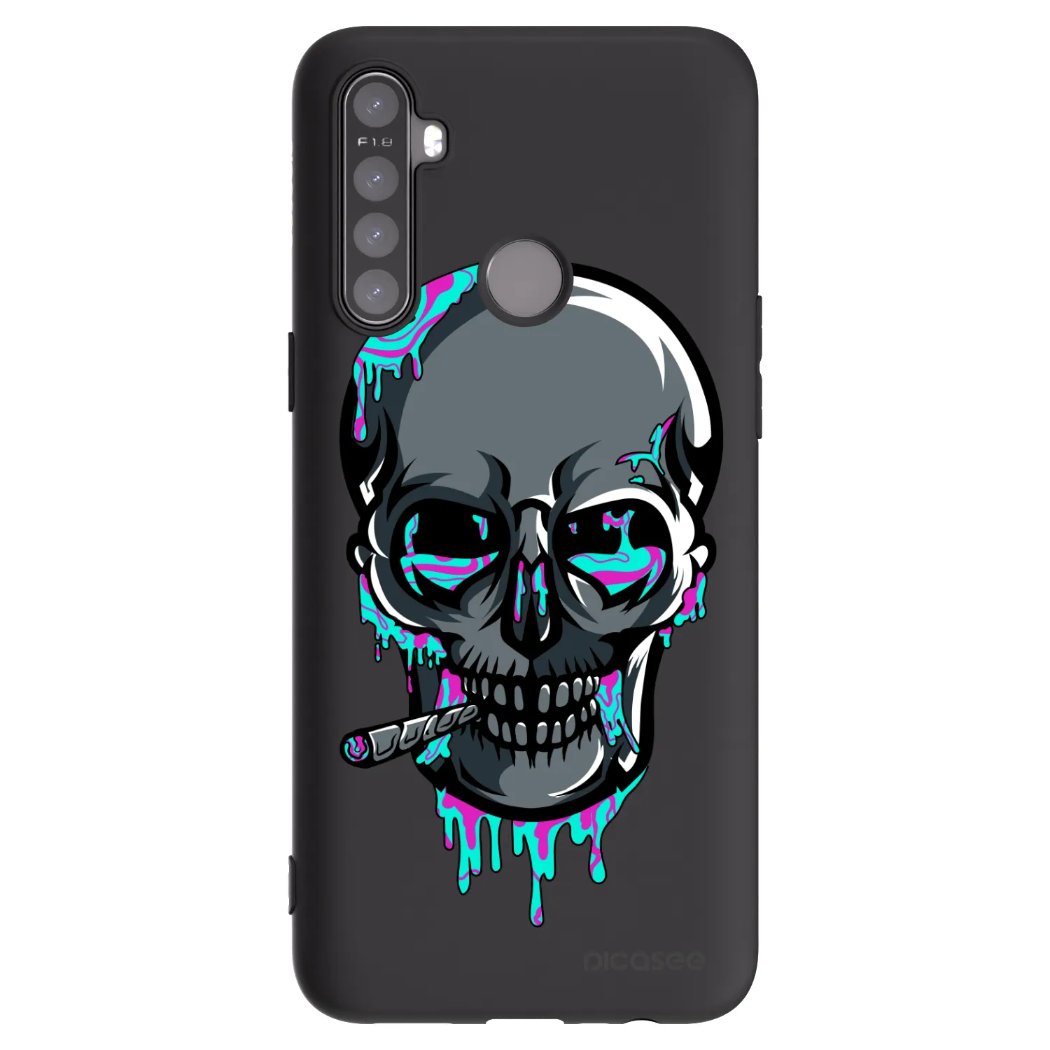 Picasee silikonový černý obal pro Realme 5 - EARTH - Lebka 3.0