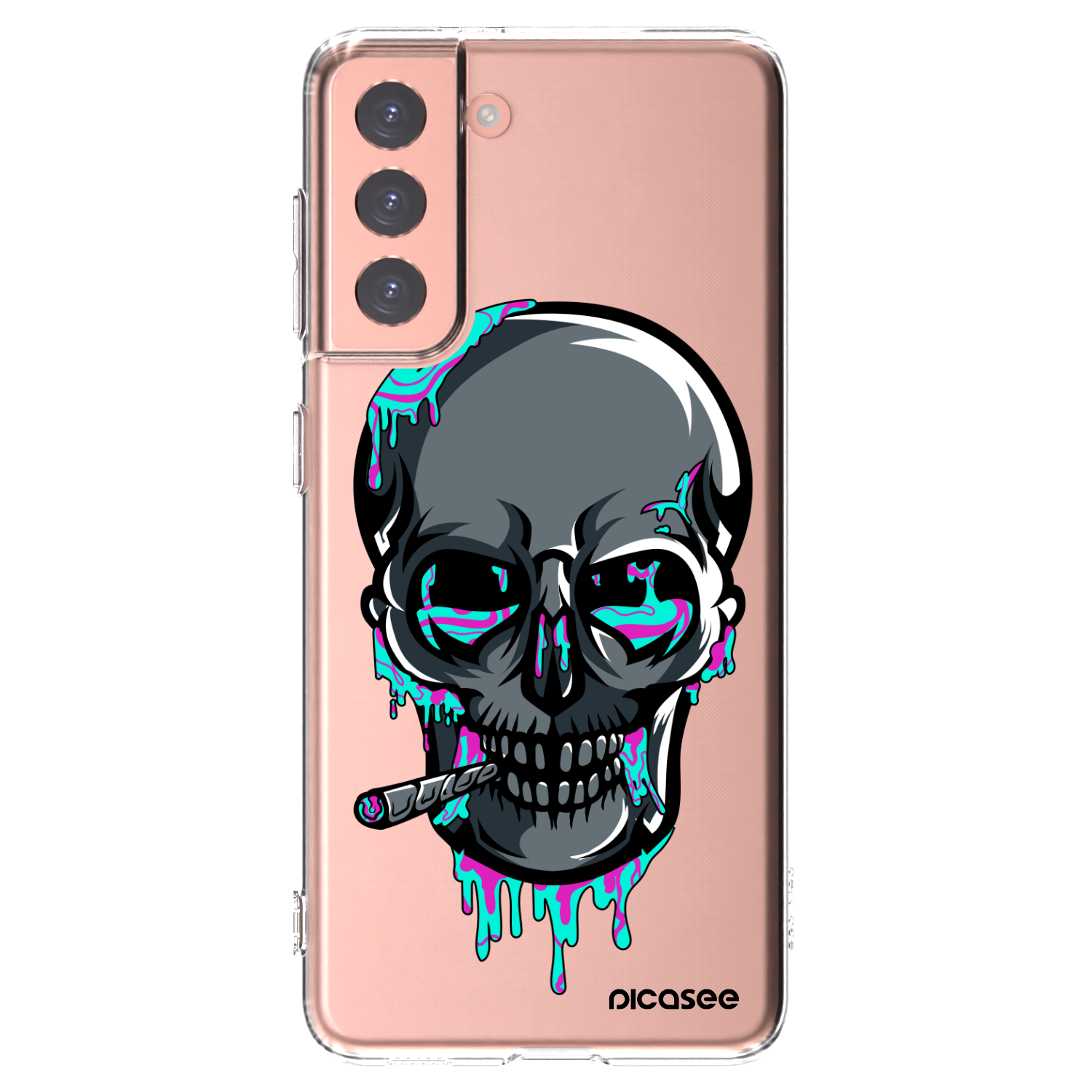 Picasee silikonový průhledný obal pro Samsung Galaxy S21 5G G991B - EARTH - Lebka 3.0