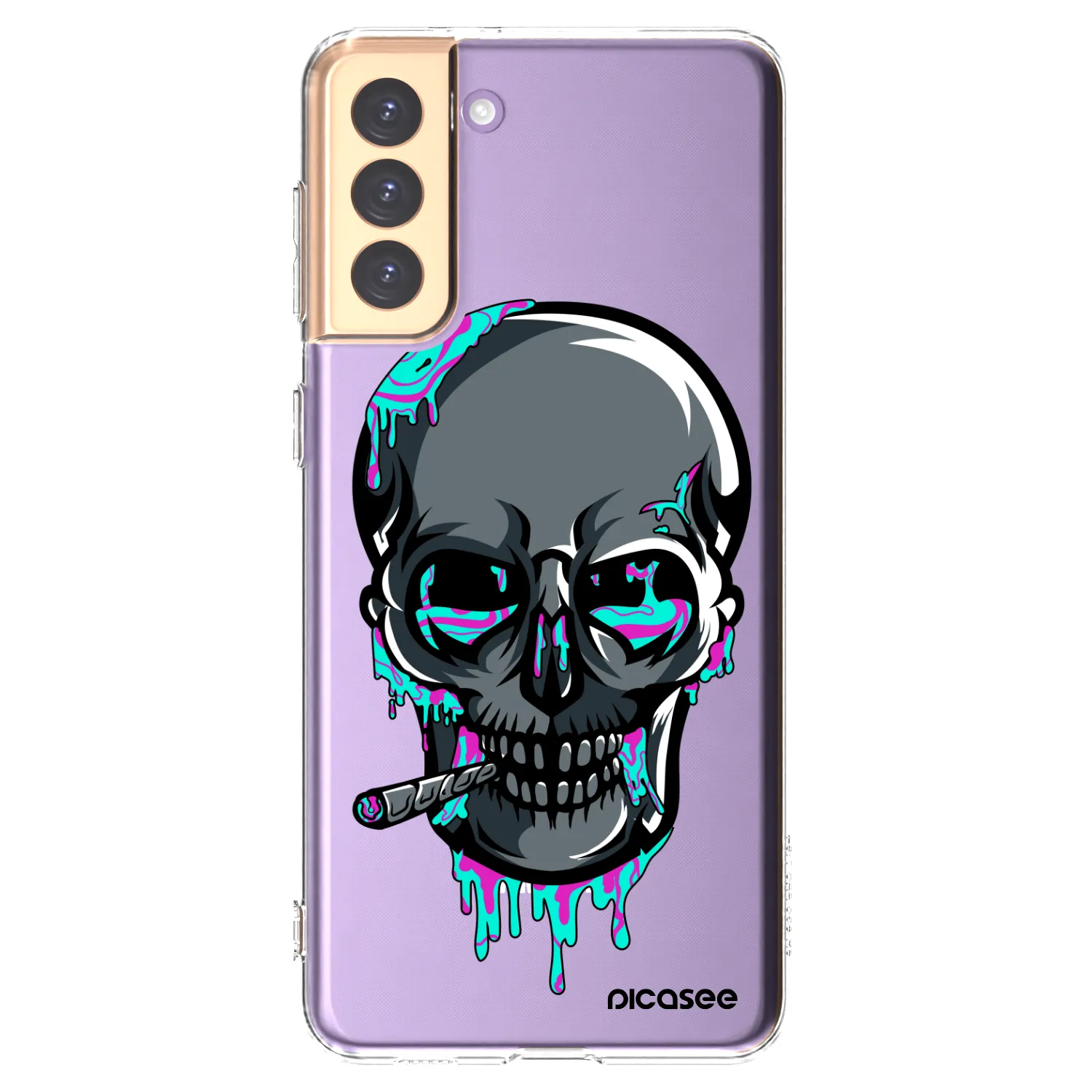 Picasee silikonový průhledný obal pro Samsung Galaxy S21+ 5G G996F - EARTH - Lebka 3.0