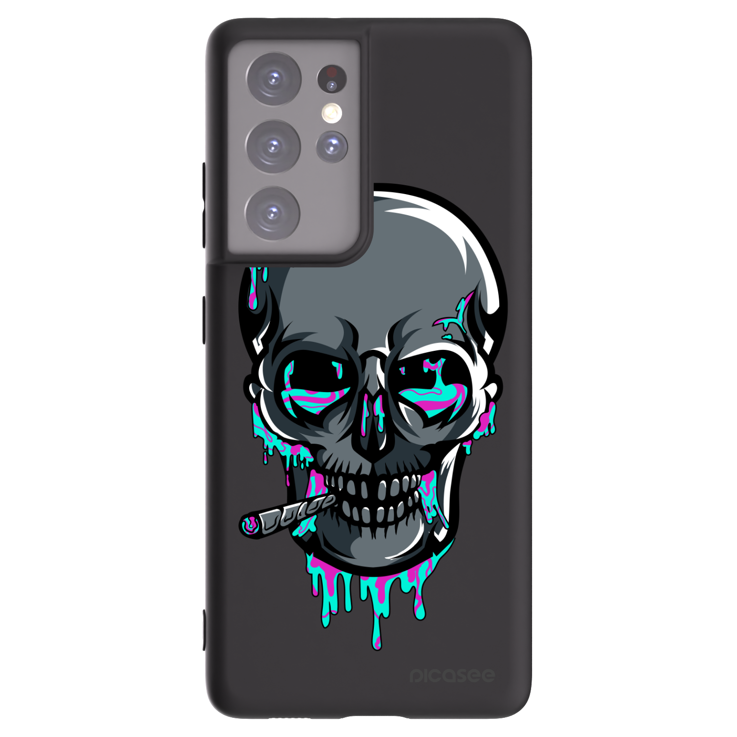 Picasee silikonový černý obal pro Samsung Galaxy S21 Ultra 5G G998B - EARTH - Lebka 3.0