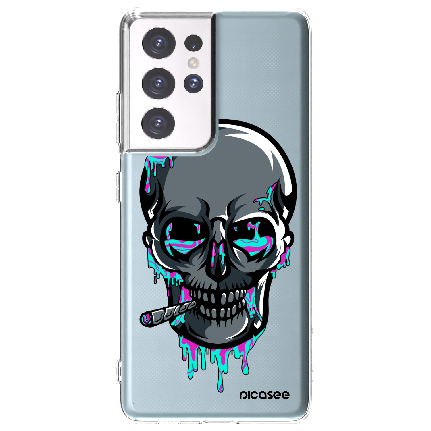 Picasee silikonový průhledný obal pro Samsung Galaxy S21 Ultra 5G G998B - EARTH - Lebka 3.0
