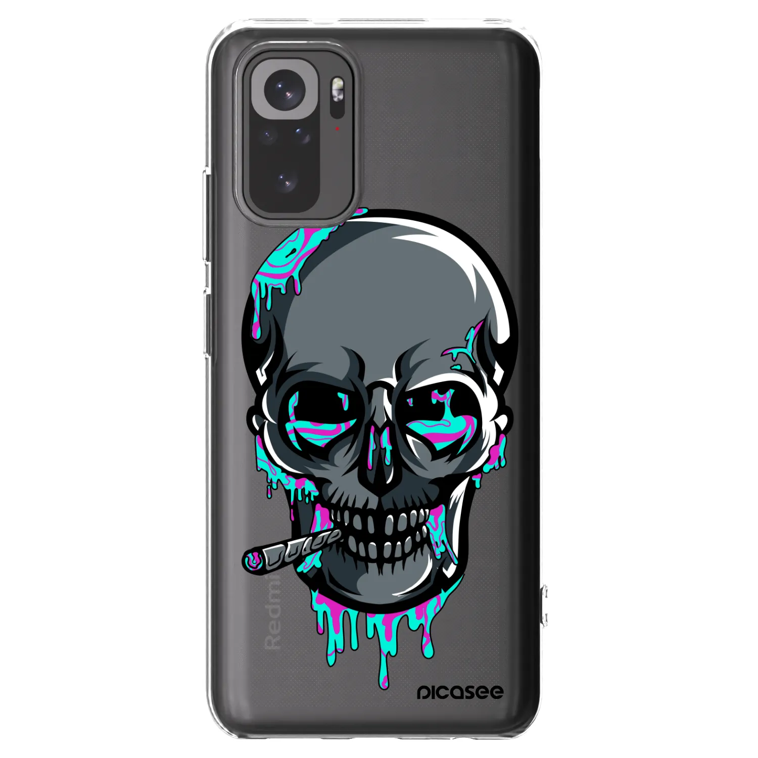 Picasee silikonový průhledný obal pro Xiaomi Redmi Note 10 - EARTH - Lebka 3.0
