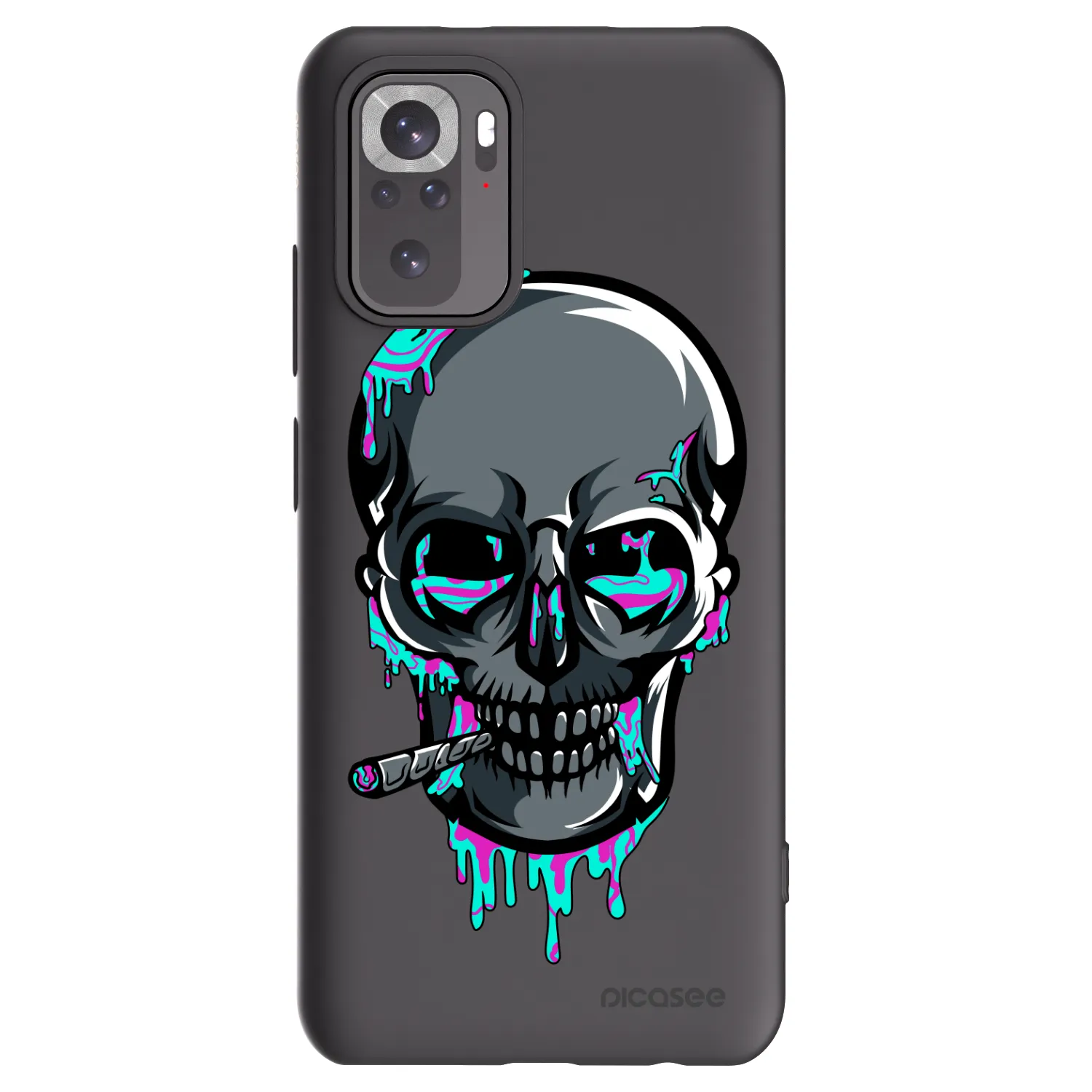 Picasee silikonový černý obal pro Xiaomi Redmi Note 10 - EARTH - Lebka 3.0
