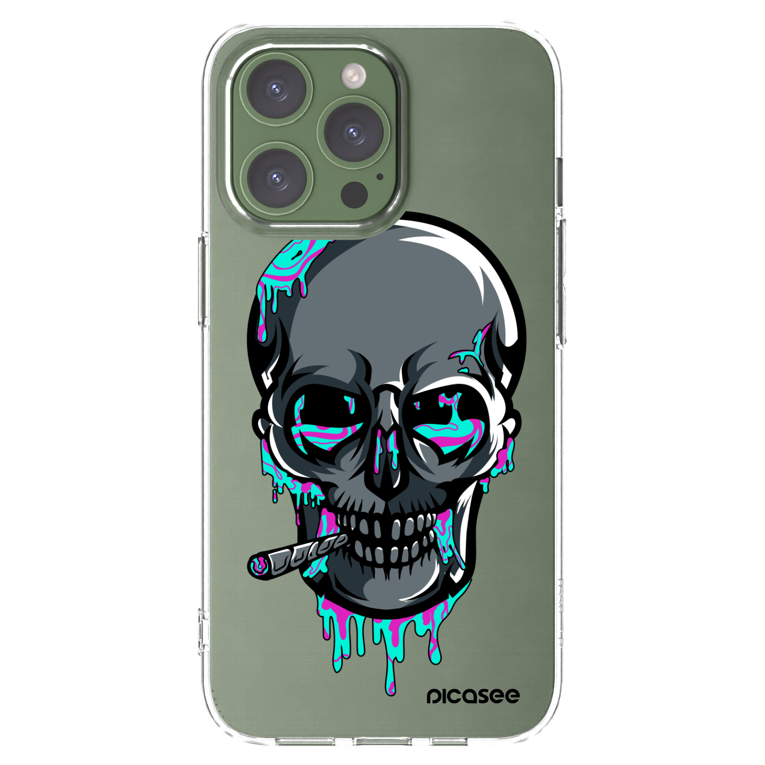 Picasee silikonový průhledný obal pro Apple iPhone 13 Pro - EARTH - Lebka 3.0