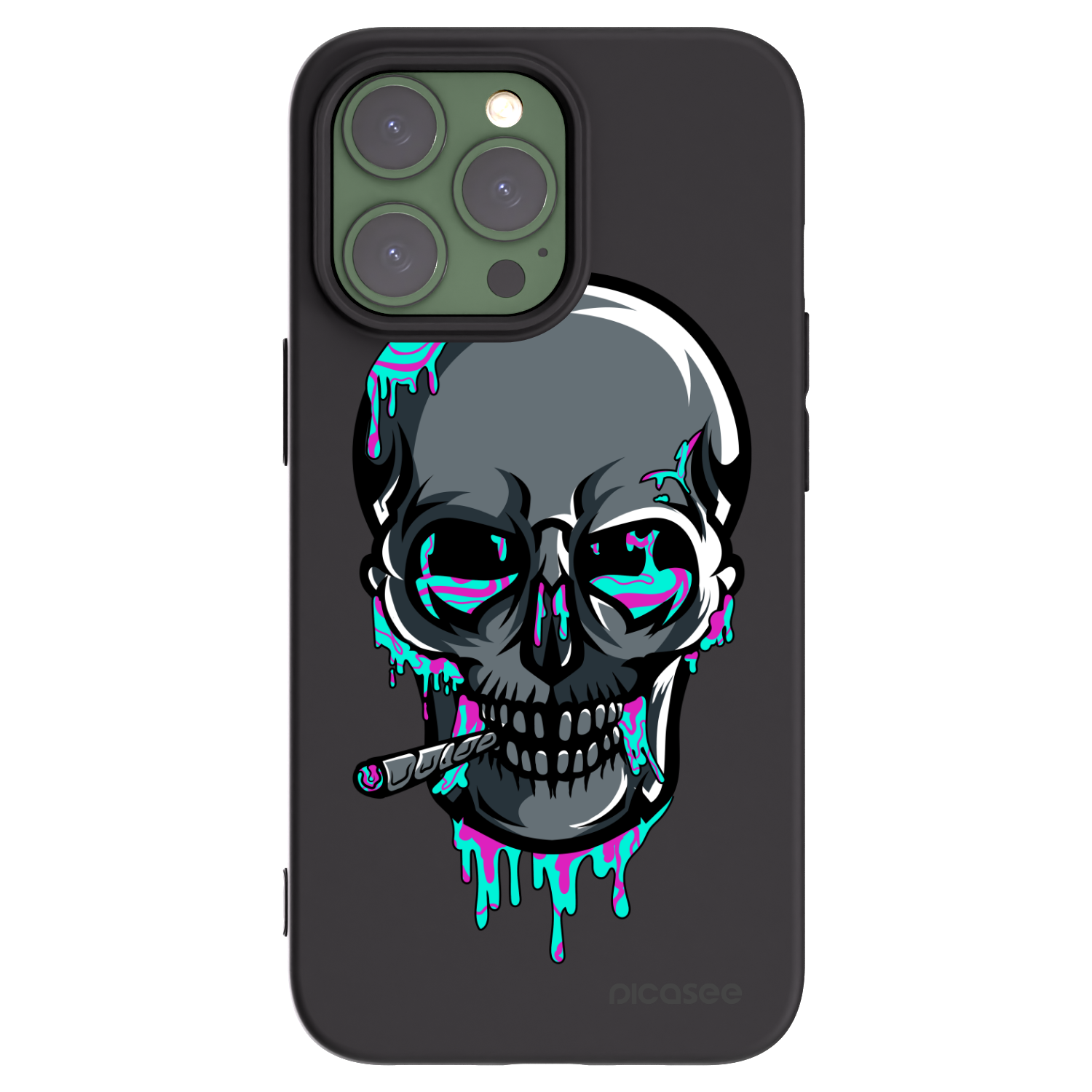 Picasee silikonový černý obal pro Apple iPhone 13 Pro - EARTH - Lebka 3.0