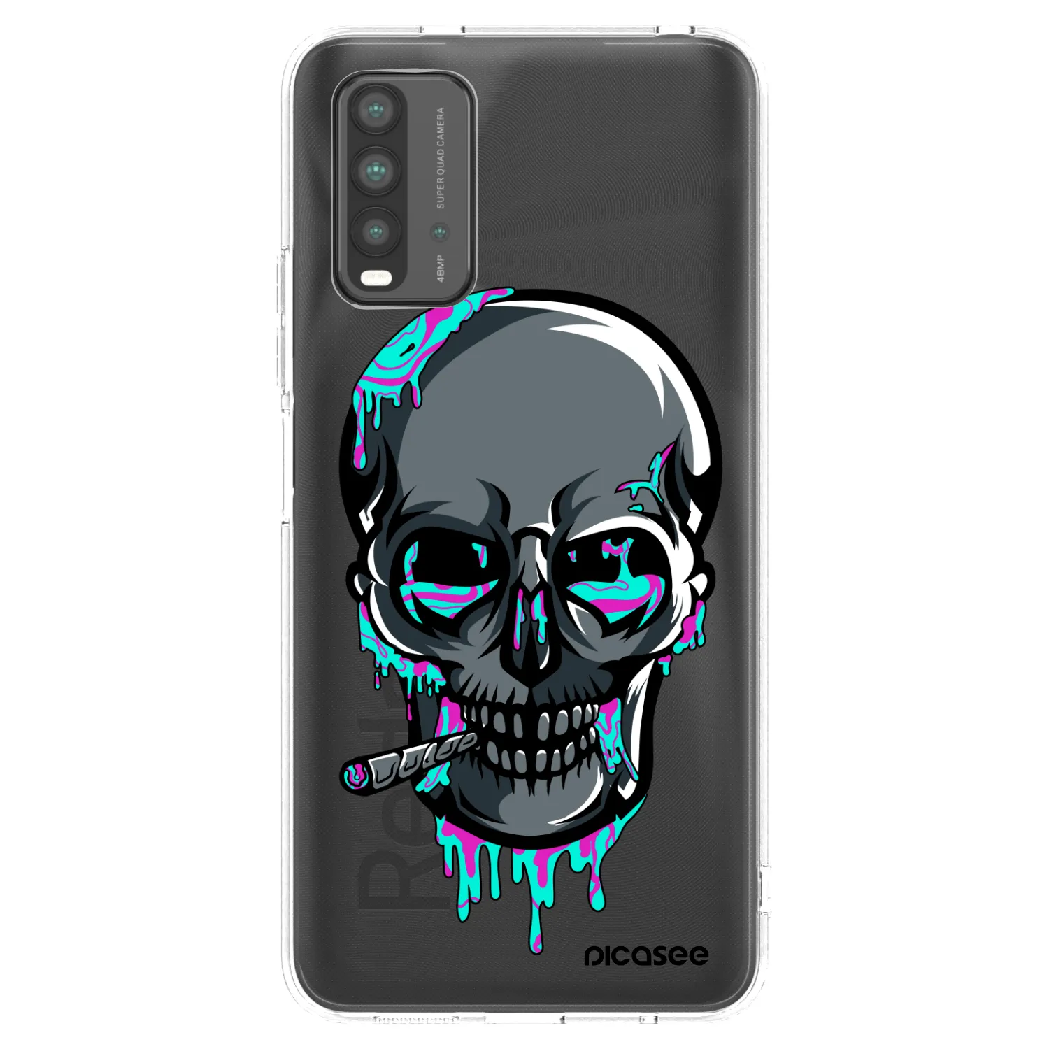 Picasee silikonový průhledný obal pro Xiaomi Redmi 9T - EARTH - Lebka 3.0