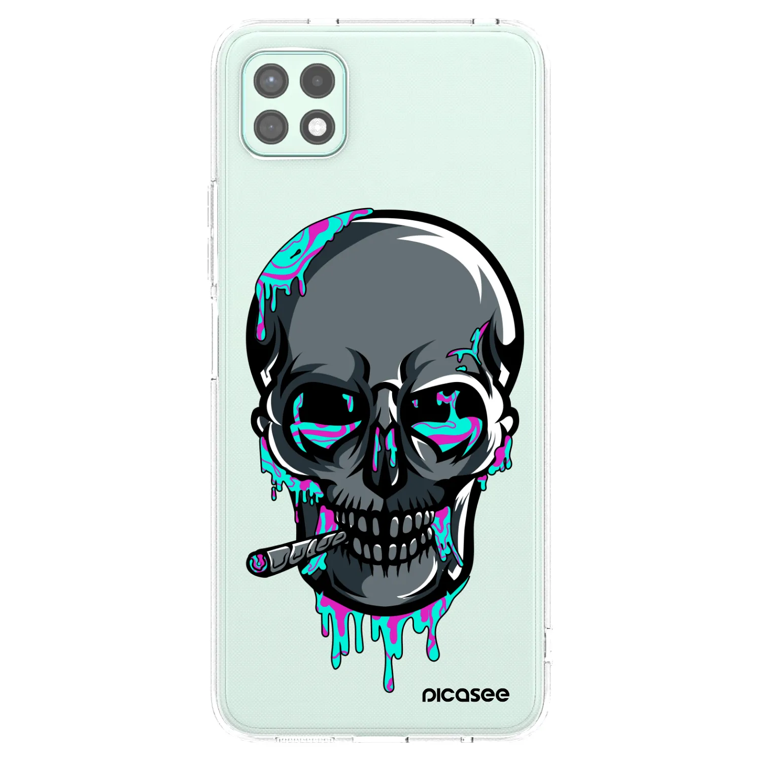 Picasee silikonový průhledný obal pro Samsung Galaxy A22 A226B 5G - EARTH - Lebka 3.0