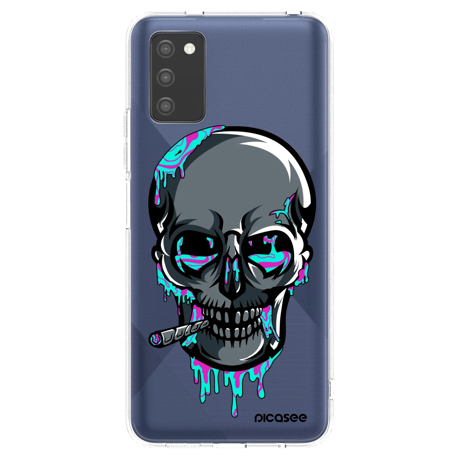 Picasee silikonový průhledný obal pro Samsung Galaxy A02s A025G - EARTH - Lebka 3.0