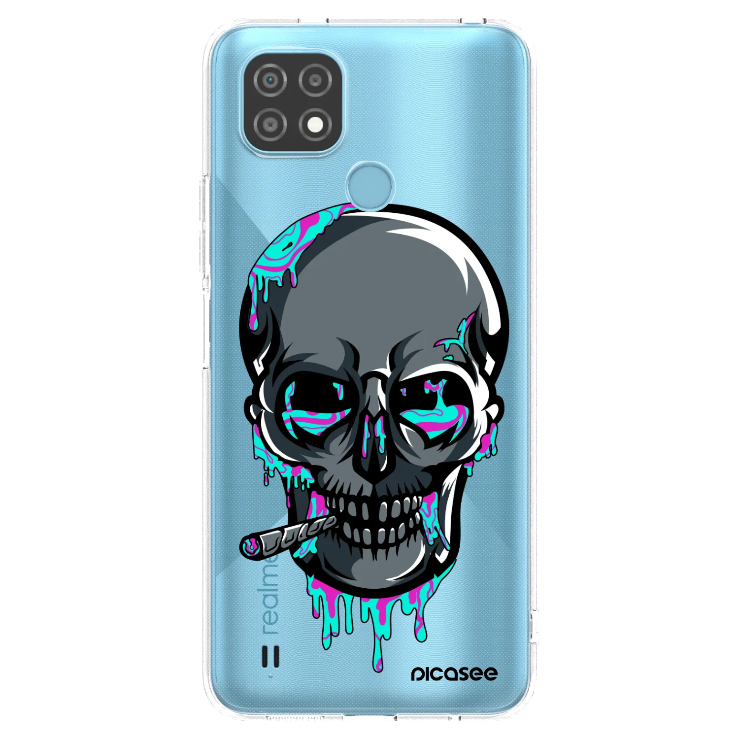 Picasee silikonový průhledný obal pro Realme C21 - EARTH - Lebka 3.0