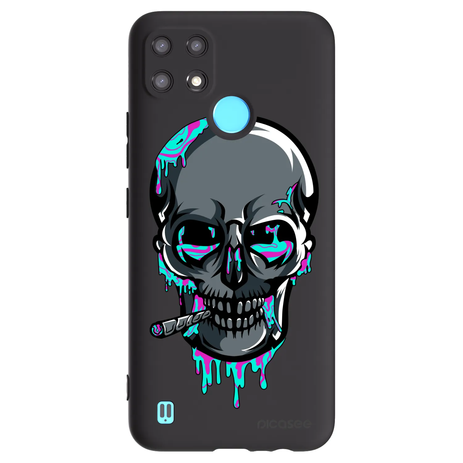 Picasee silikonový černý obal pro Realme C21 - EARTH - Lebka 3.0