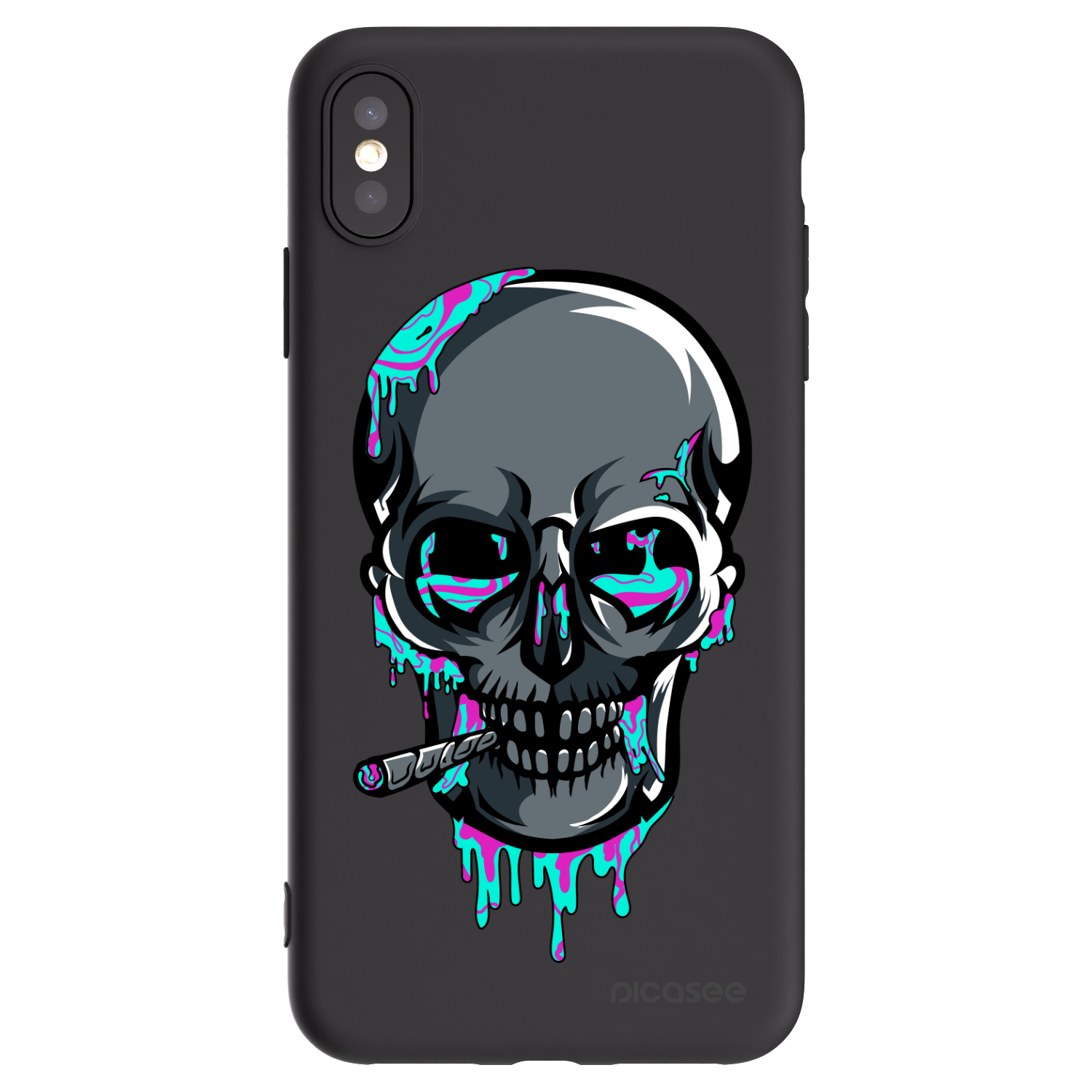 Picasee silikonový černý obal pro Apple iPhone XS Max - EARTH - Lebka 3.0