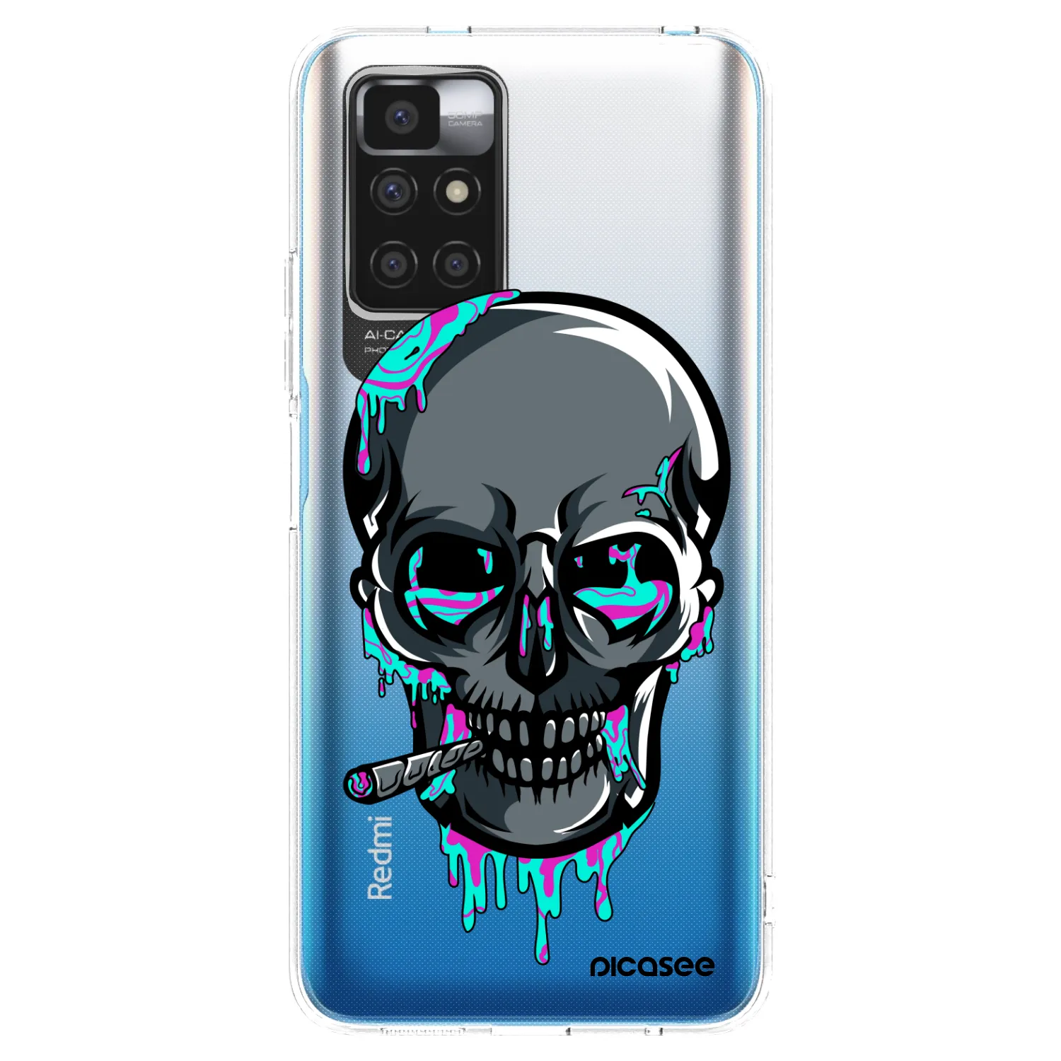 Picasee silikonový průhledný obal pro Xiaomi Redmi 10 - EARTH - Lebka 3.0