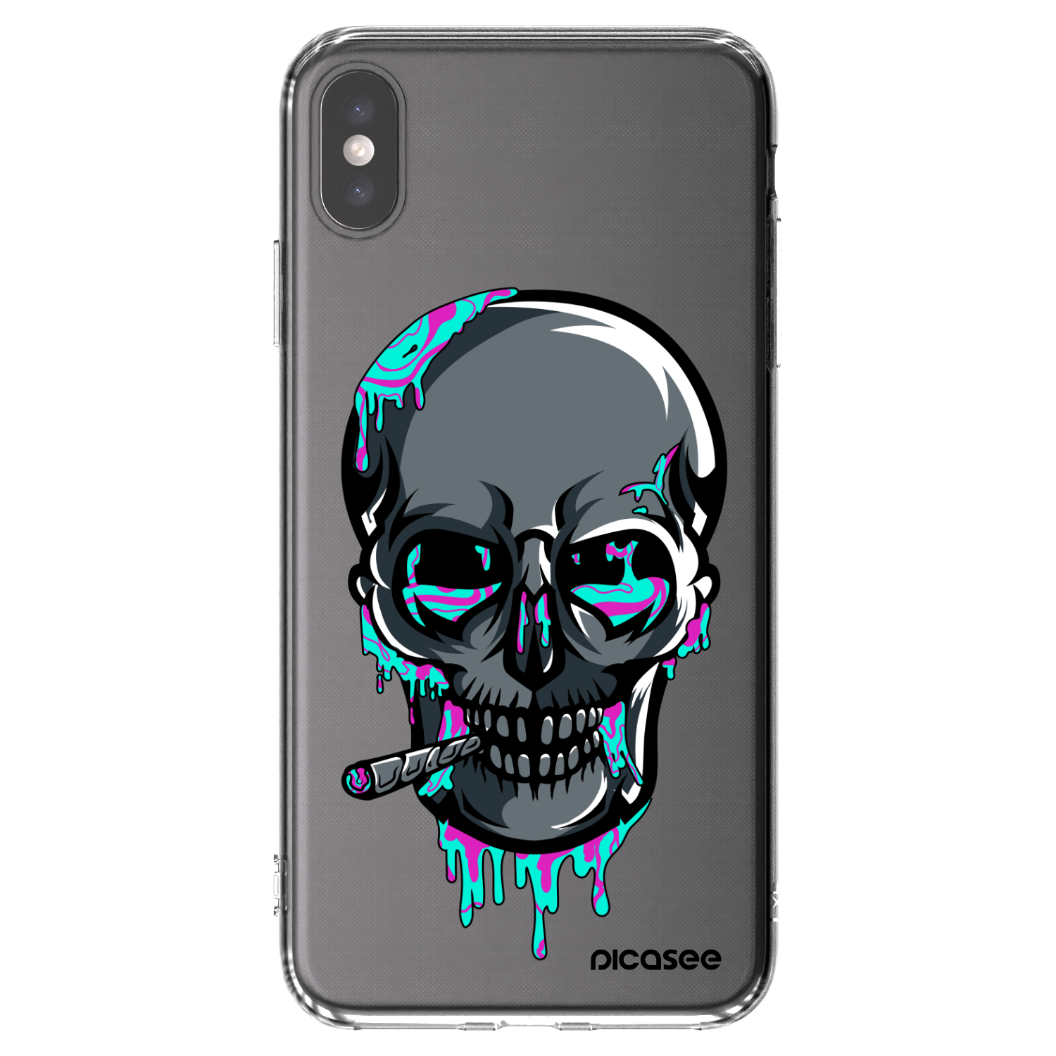 Picasee silikonový průhledný obal pro Apple iPhone XS Max - EARTH - Lebka 3.0